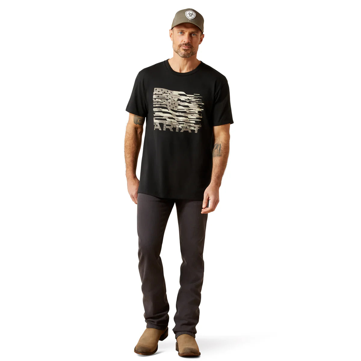 Ariat Mns Freedom Flag SS Tee Black