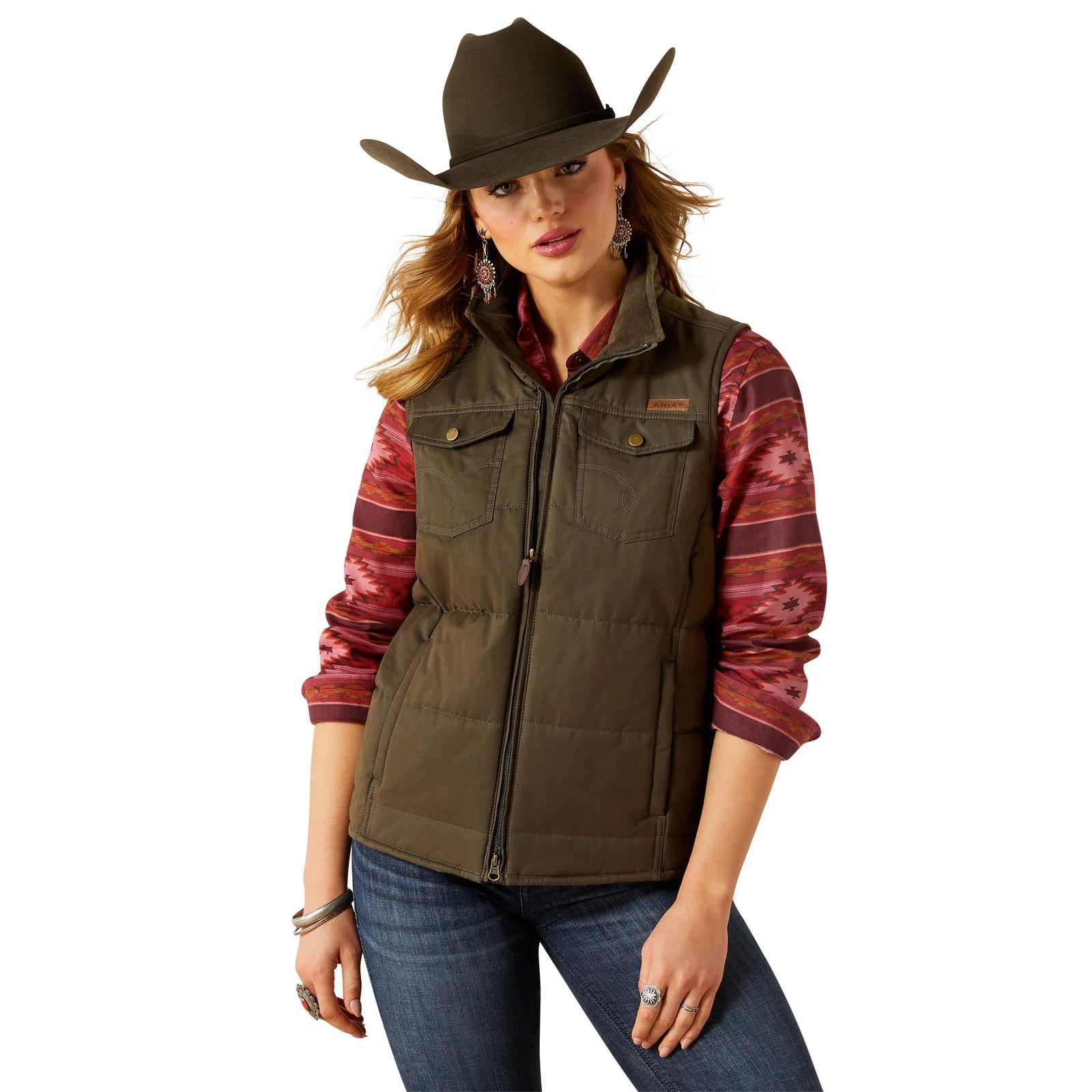 Ariat Wms Grizzly Quilted Vest Earth