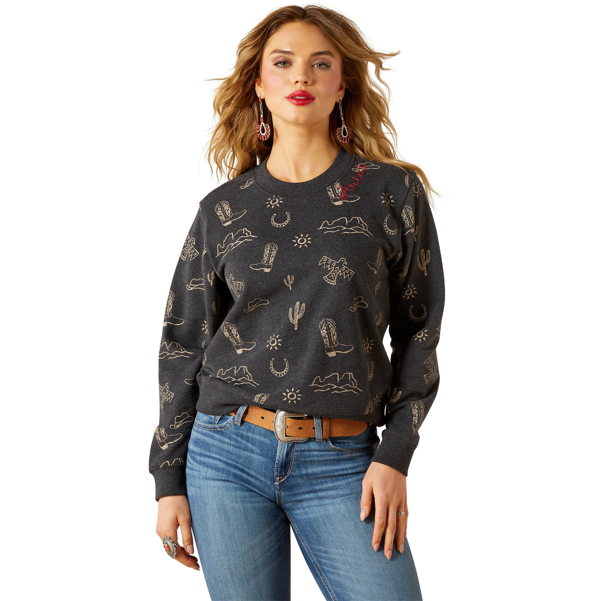 Ariat Wms Essential Crew Sweatshirt Black Heather - Winter 26