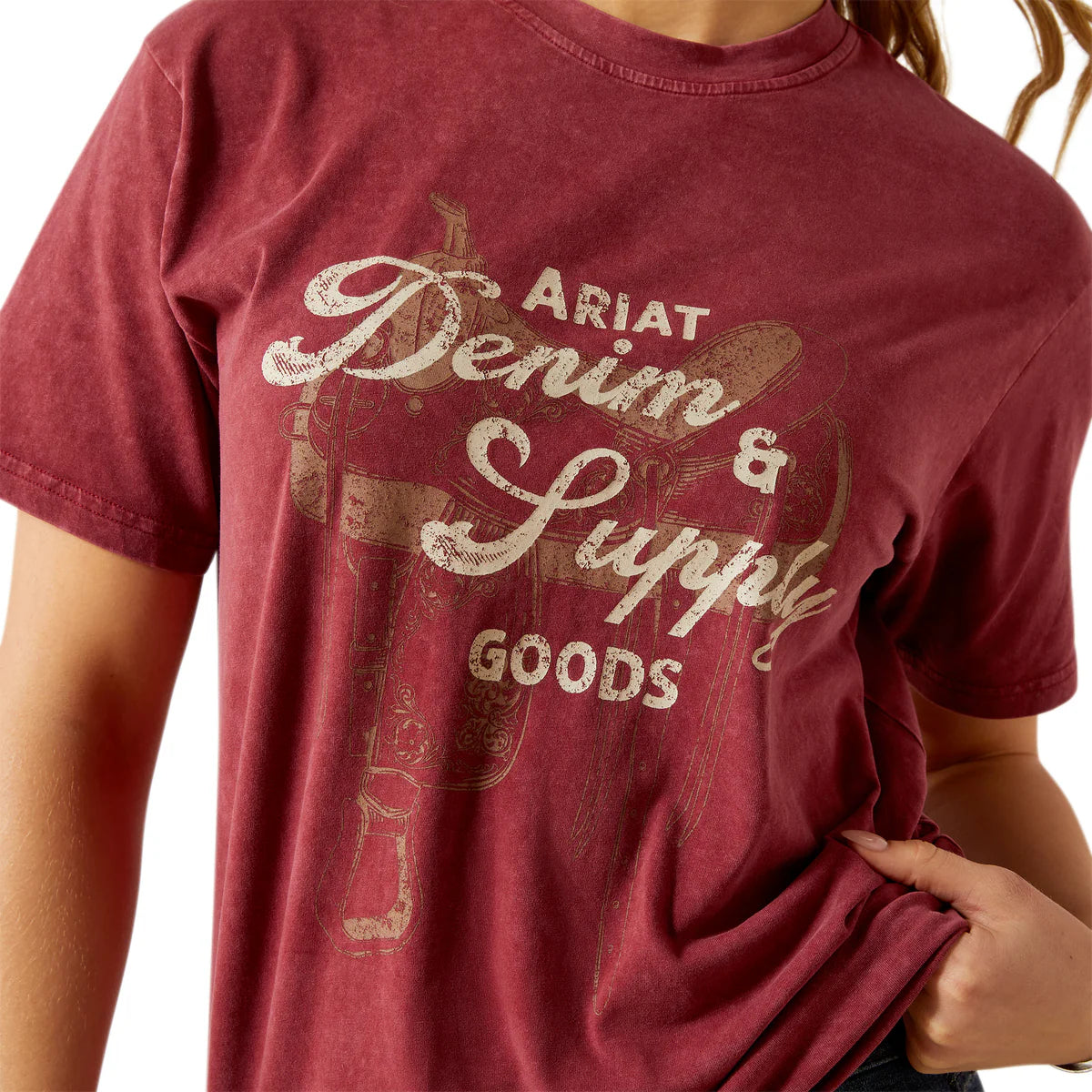 Ariat Wms Denim and Supply SS Tee Cabernet