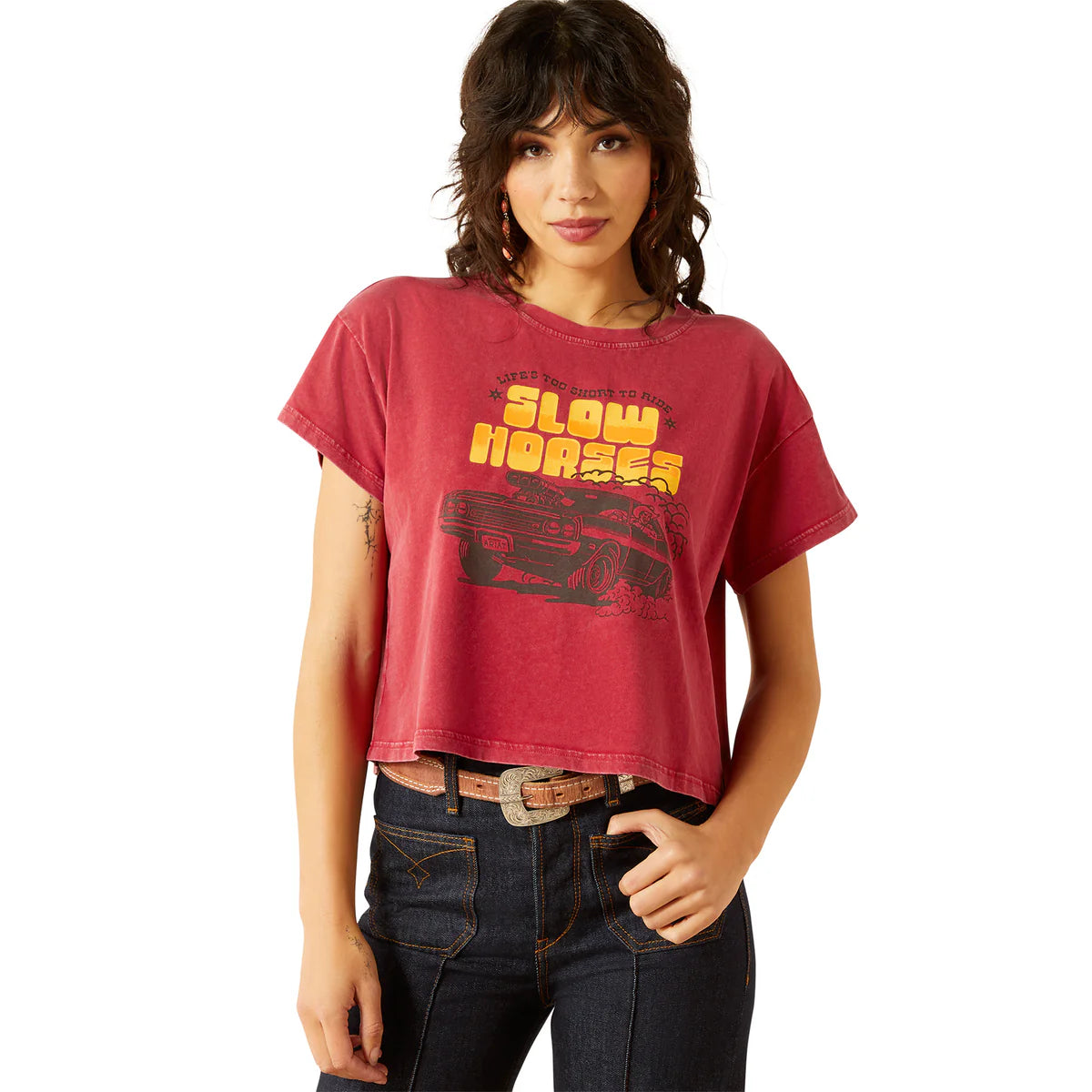 Ariat Wms Sendero Slow Horses SS Tee Biking Red
