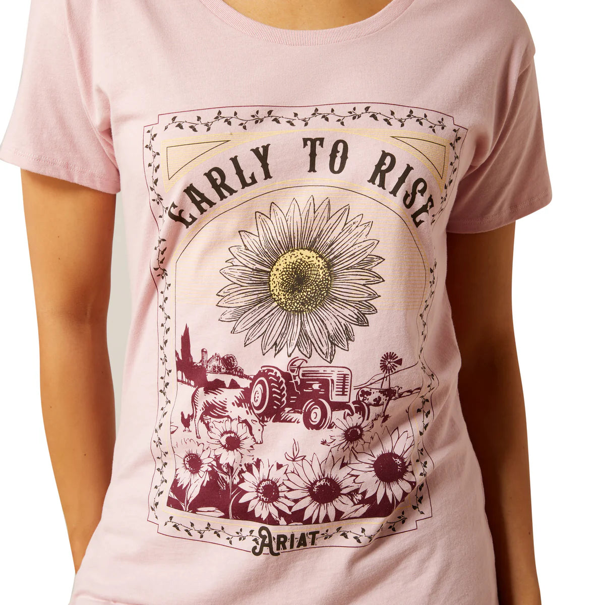 Ariat Wmns Early To Rise SS Tee Dusty Pink - EOFY Sale