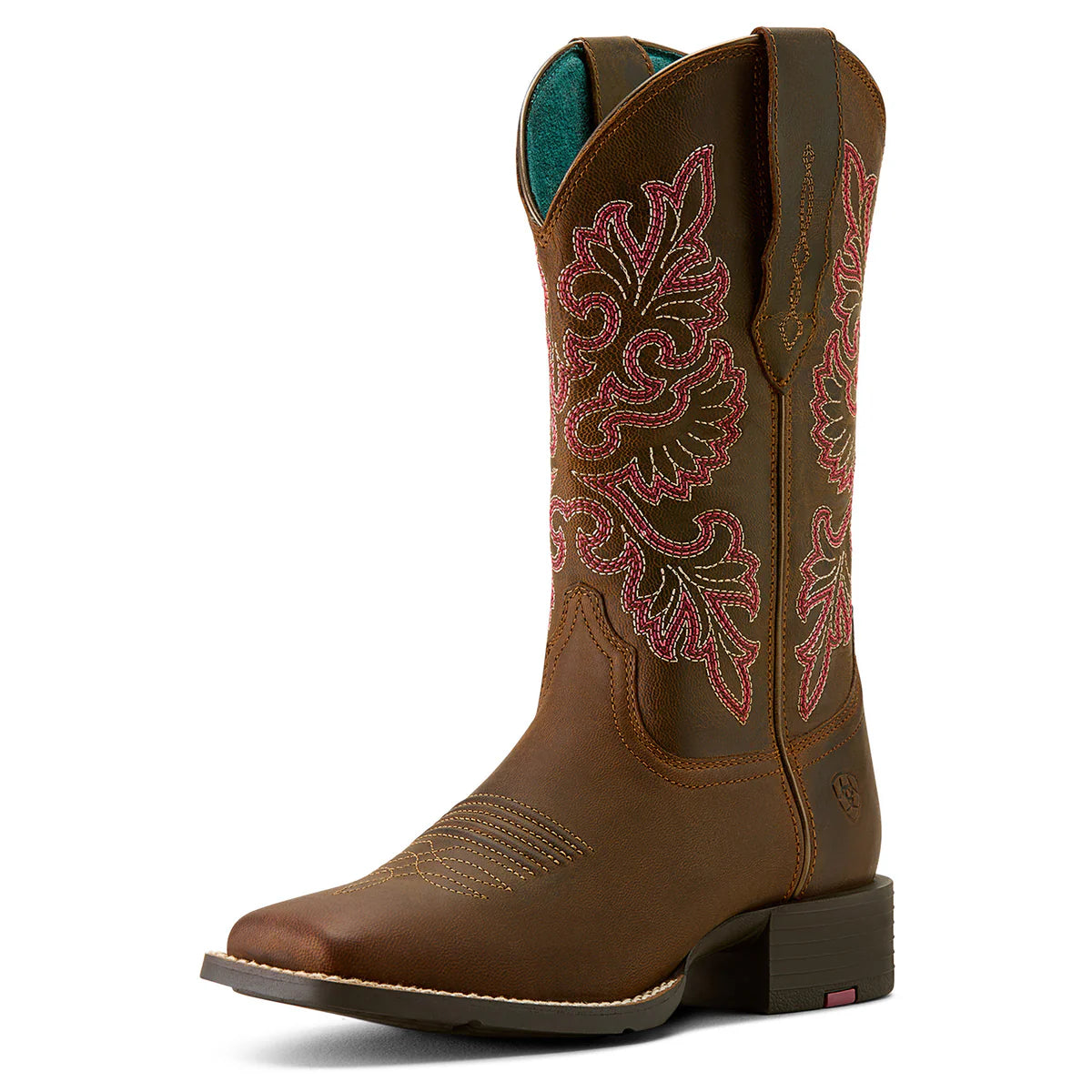 Ariat Wms Round Up Wide Square Toe Stretchfit Sassy Brown