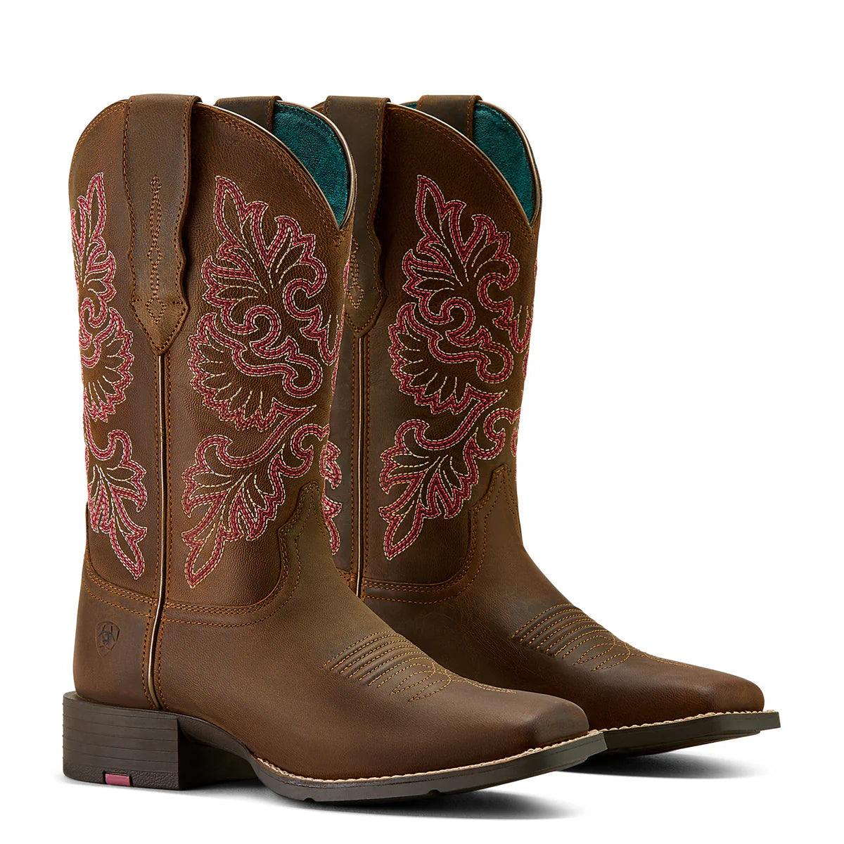 Ariat Wms Round Up Wide Square Toe Stretchfit Sassy Brown