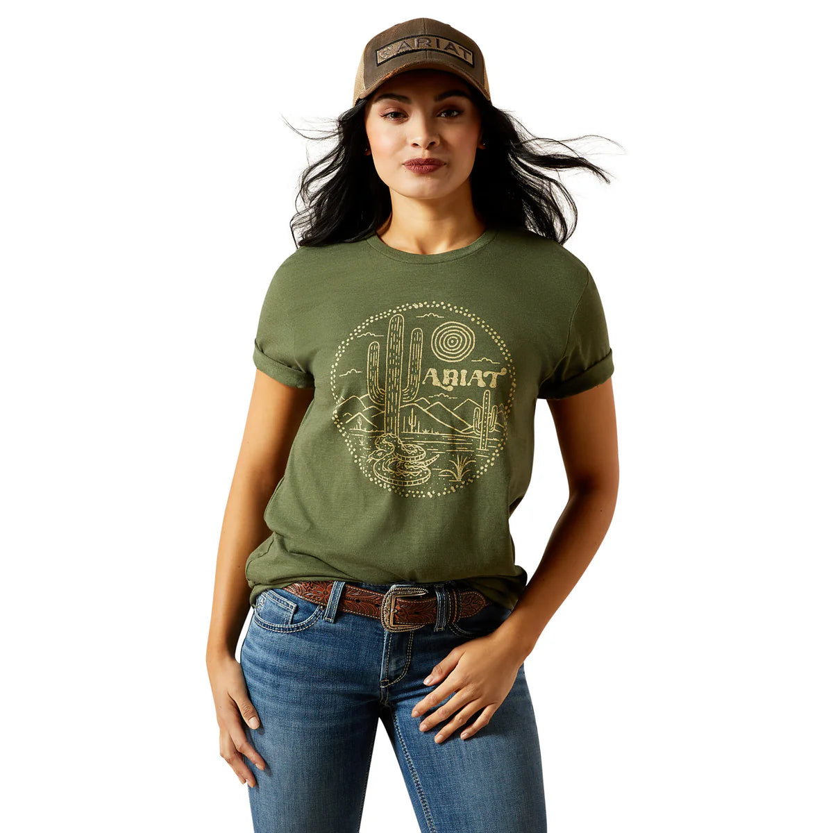 Ariat Wms Desert Snake SS Tee Military Heather - EOFY Sale