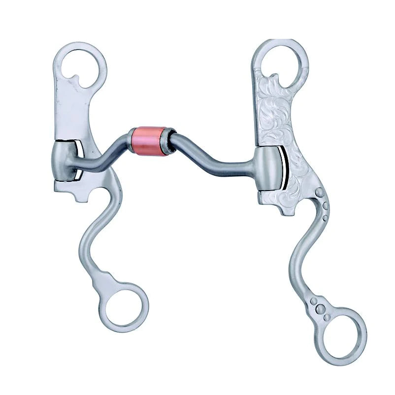 FG SS Engraved Low Port Hinged Futurity Bit with Copper Roller UW610F02SSBR518