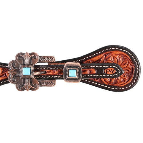 Fort Worth Wildflower Spur Straps Turquoise and Copper