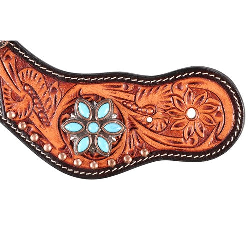 Fort Worth Wildflower Spur Straps Turquoise and Copper