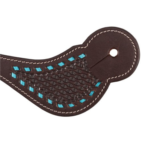 Fort Worth Basket Spur Straps with Copper Turquoise Buckstitched Ladies