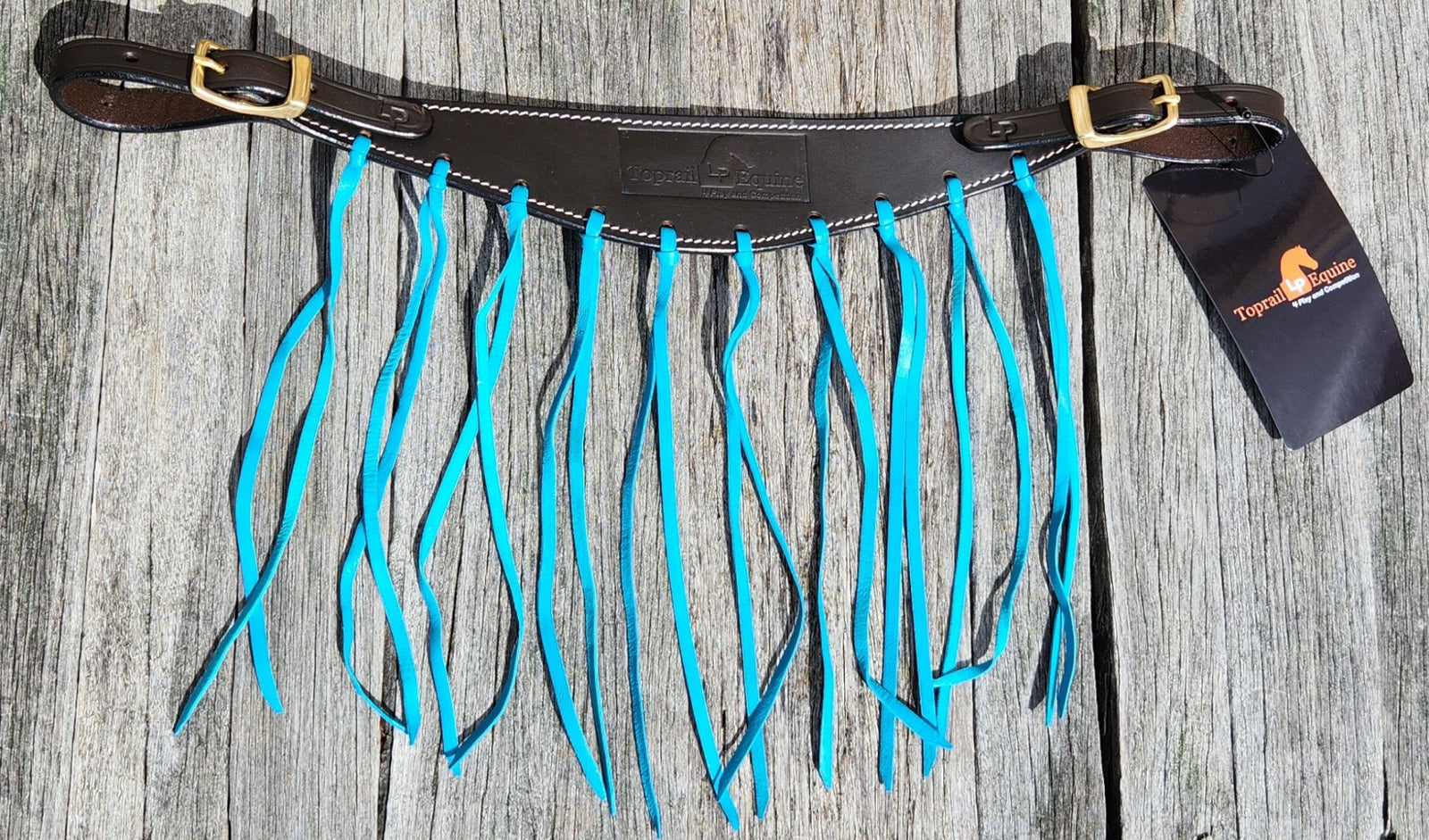 Toprail Leather Fly Veil with Turquoise Tassels