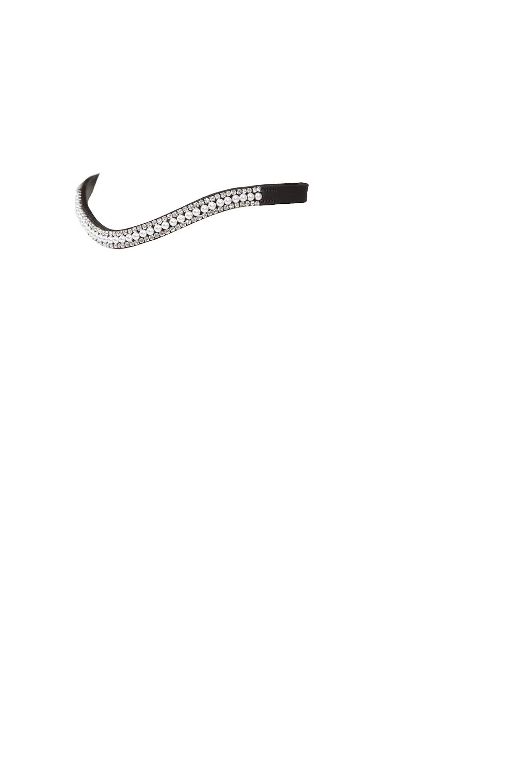 Flexible Fit White Pearl with Clear Crystal Wave - Havana Browband | Horse SUpplies - english Bridles | Saddleworld Ipswich