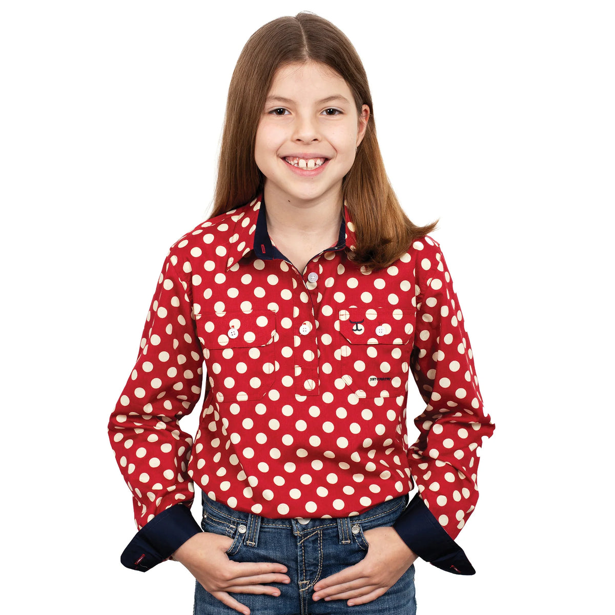 Just Country Gls Harper Half Button Print Workshirt Crimson Spots