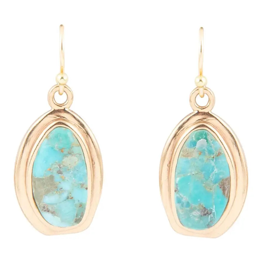 Genuine Blue Turquoise Golden Drop Earrings | Giftware - Jewellery | Saddleworld Ipswich
