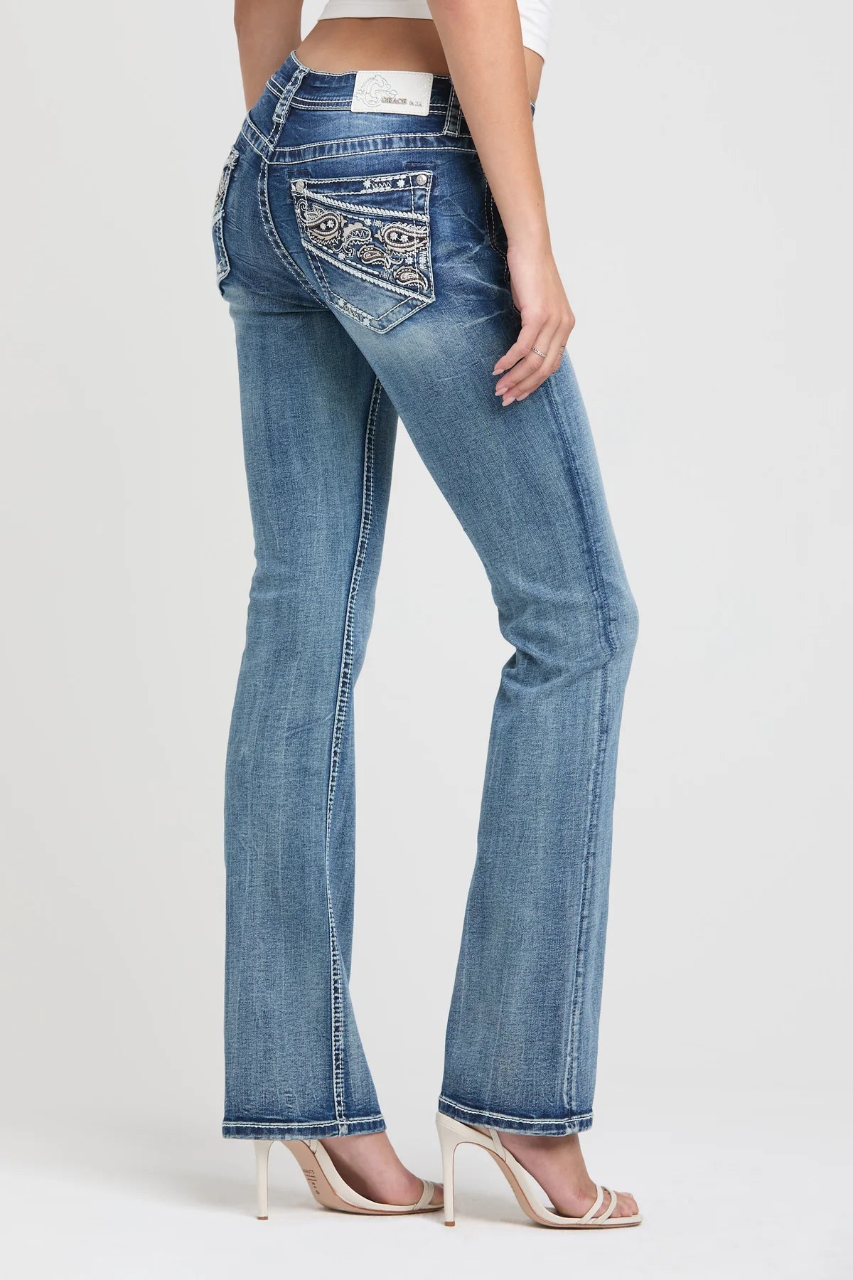 Grace in LA Wmns Paisley Emblem Jeans | Country Clothing - Ladies Jeans | Saddleworld Ipswich