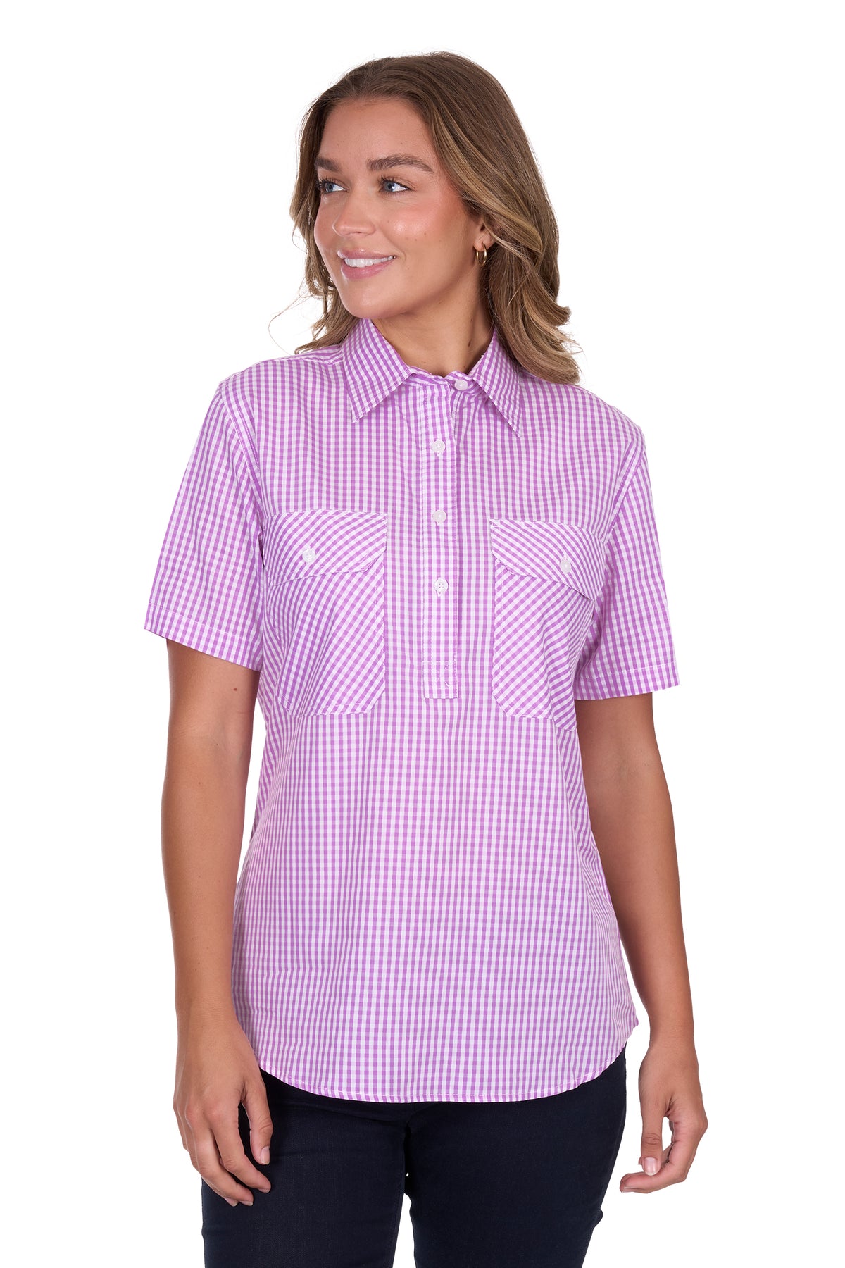 Hard Slog Wmns Grace 1/2 Plkt SS Shirt - EOFY Sale