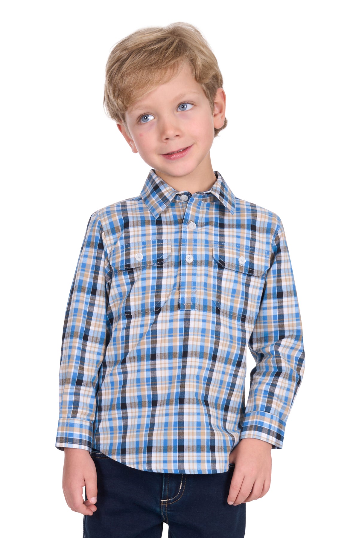 Hard Slog Kids Gibson 1/2 Plkt LS Shirt - EOFY Sale