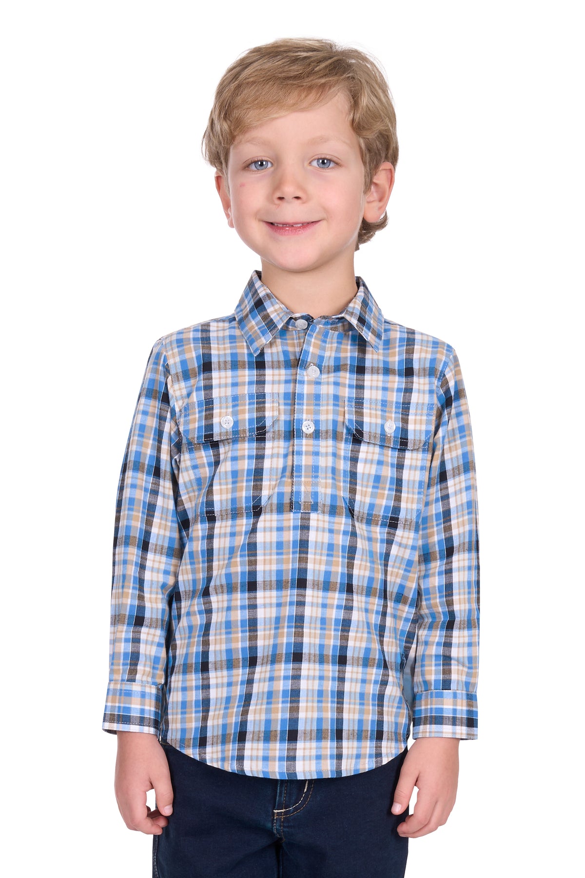 Hard Slog Kids Gibson 1/2 Plkt LS Shirt - EOFY Sale