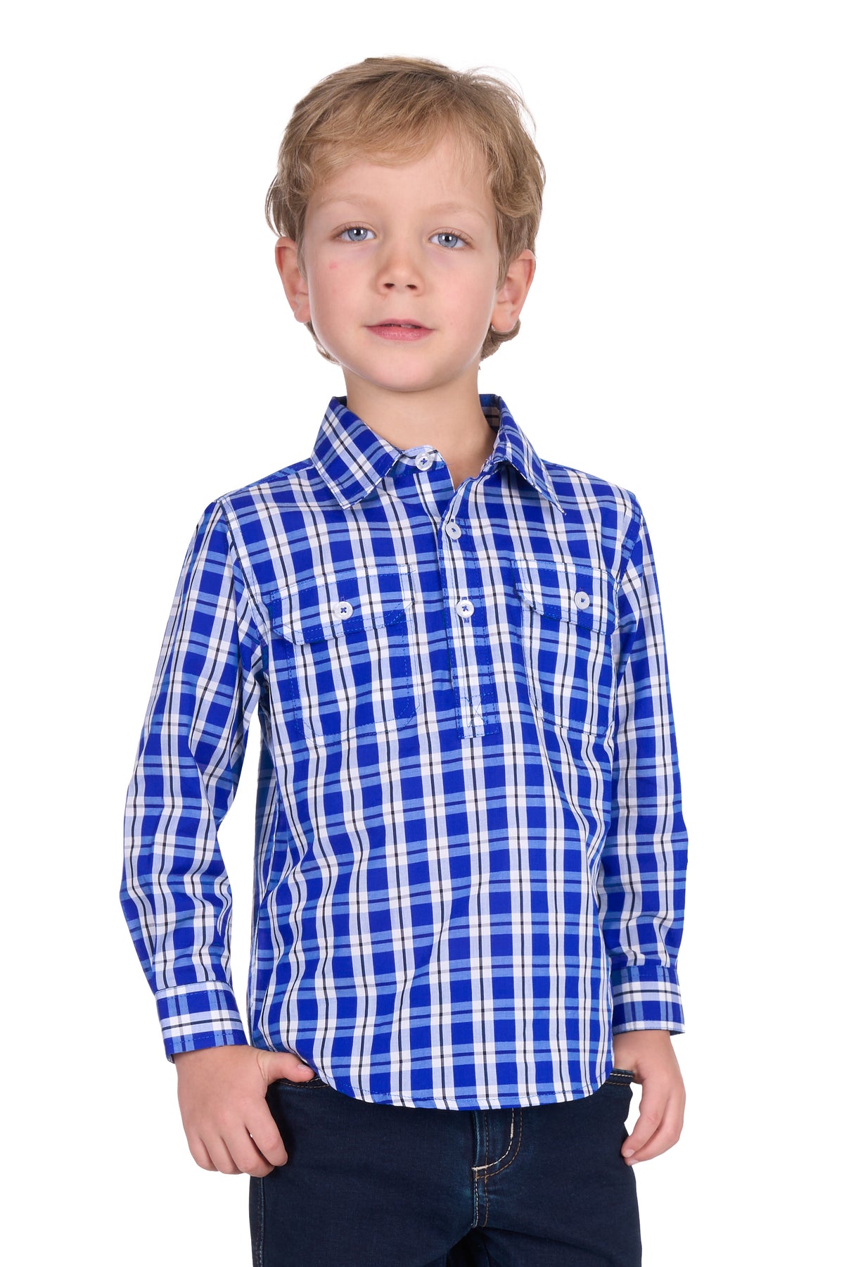 Hard Slog Kids Levers 1/2 Plkt LS Shirt - EOFY Sale