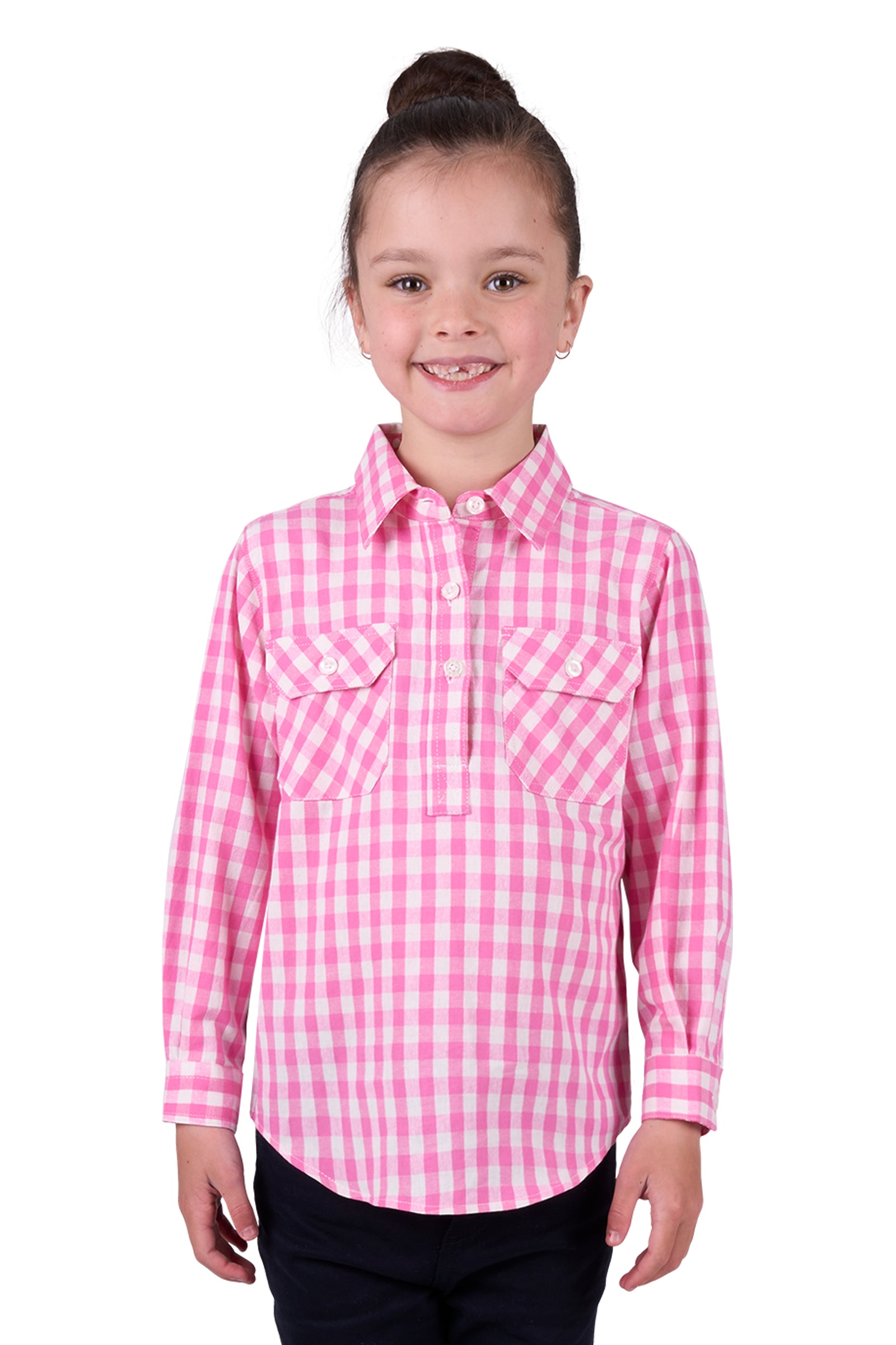Hard Slog Kids Melly 1/2 Pocket Long Sleeve Shirt - Black Friday Sale