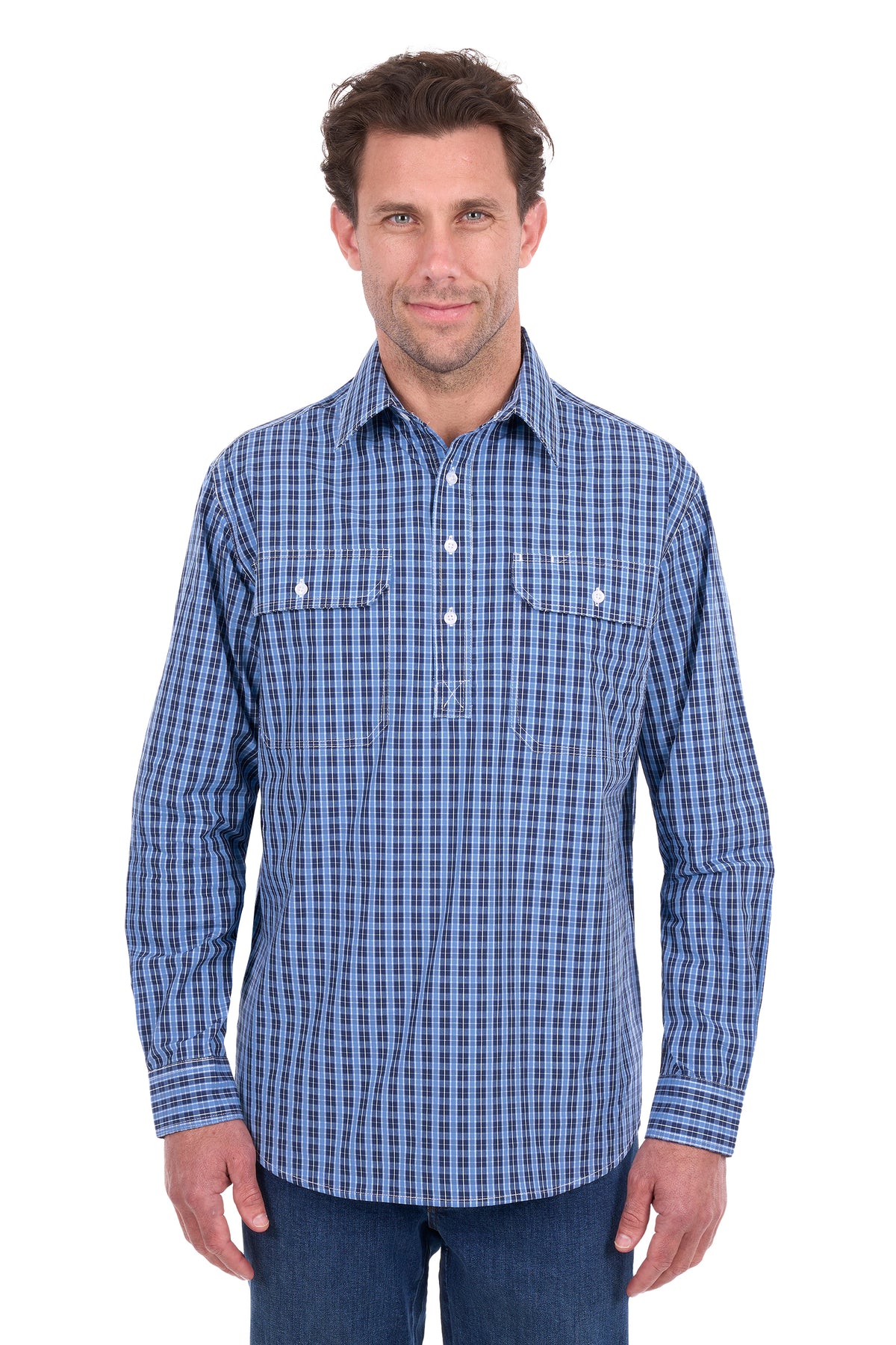 Hard Slog Mens Wyatt 1/2 Plkt LS Shirt