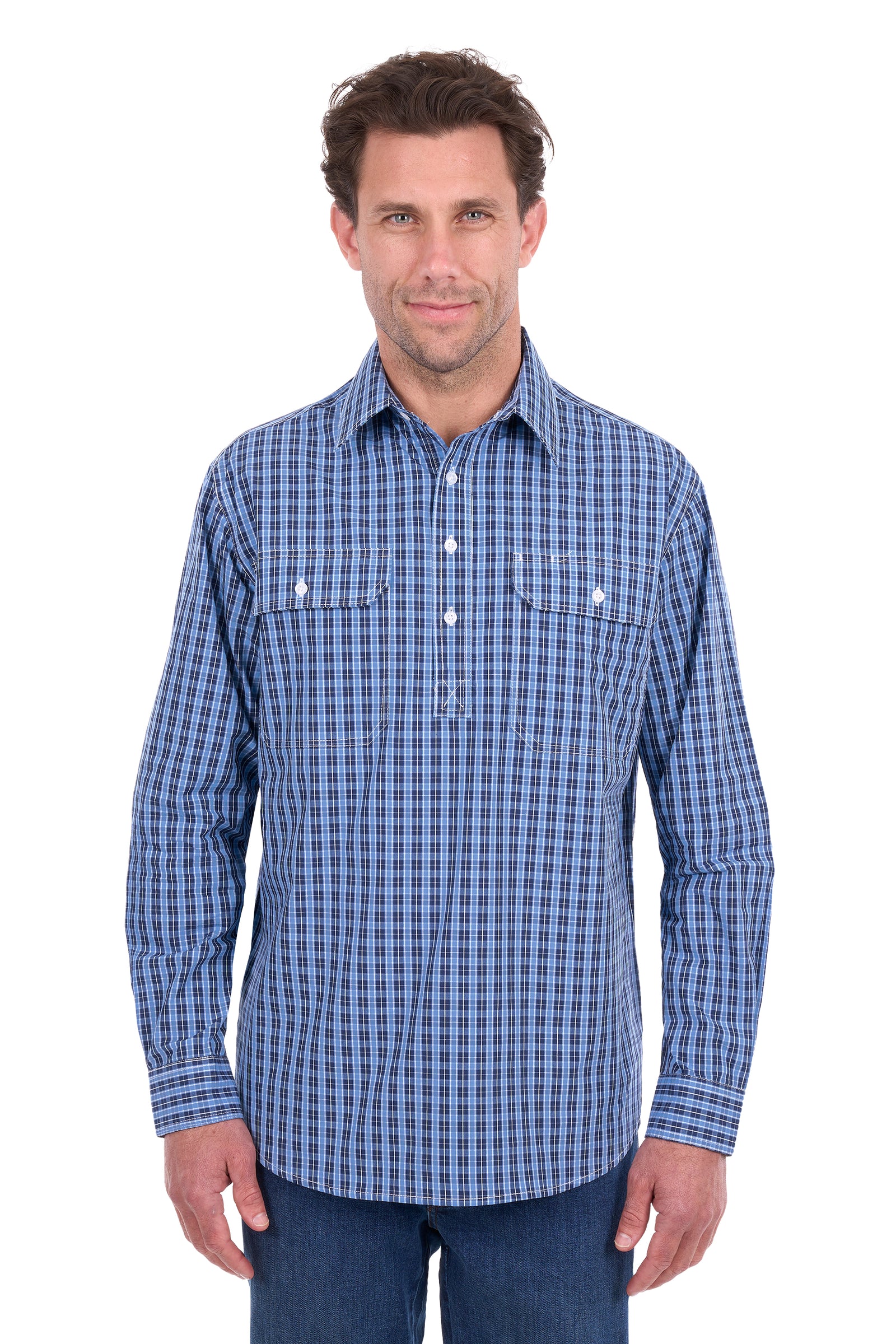 Hard Slog Mens Wyatt 1/2 Plkt LS Shirt