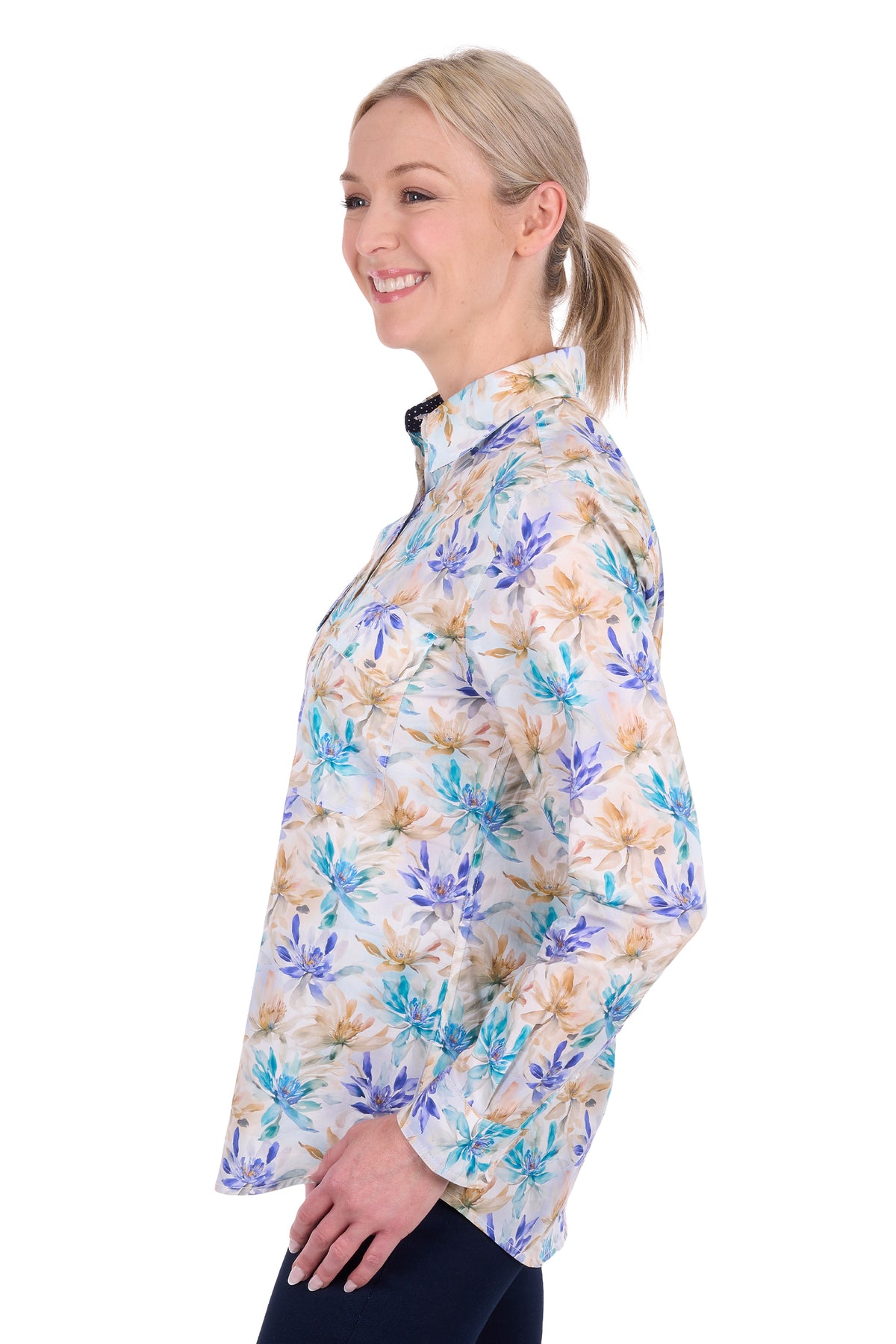 Hard Slog Wms Meadow 1/2 Plkt LS Shirt