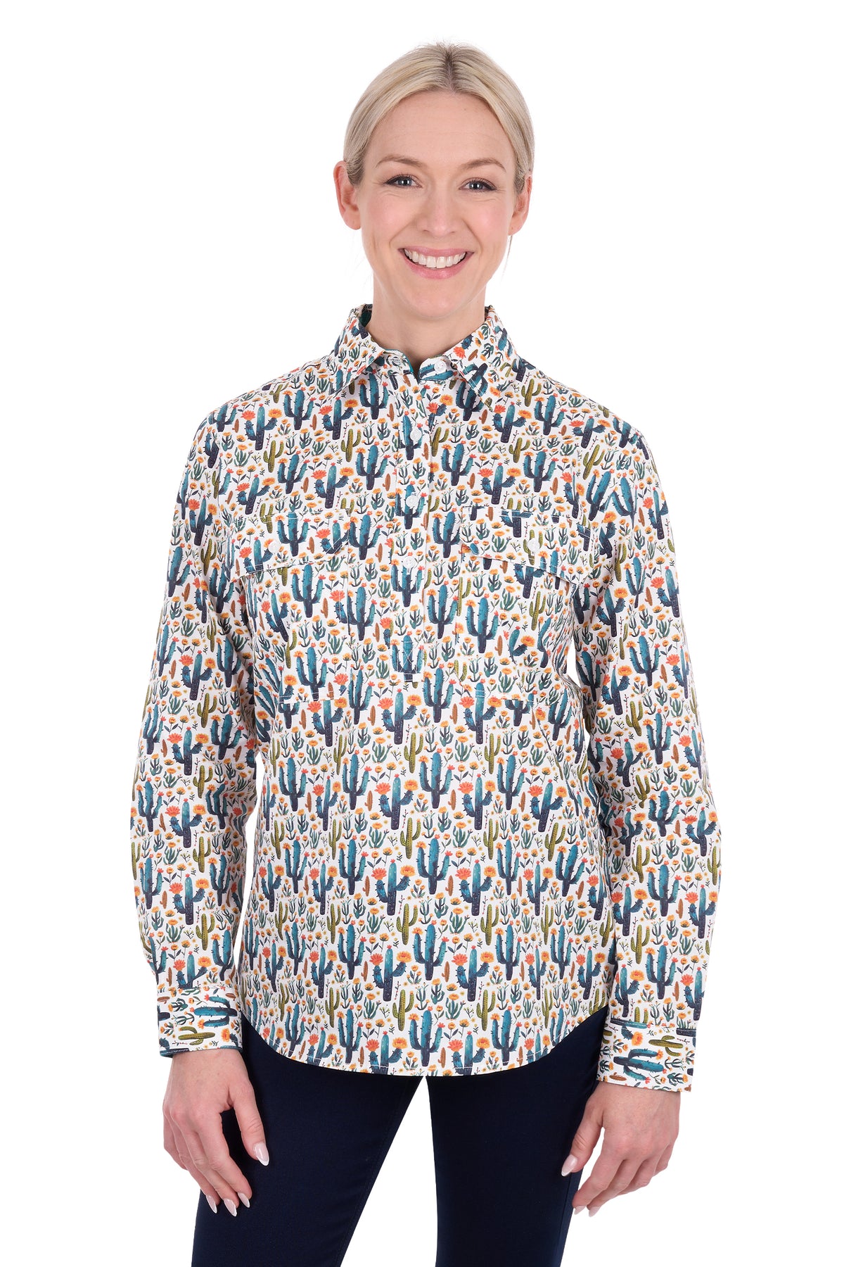 Hard Slog Wms Alba 1/2 Plkt LS Shirt