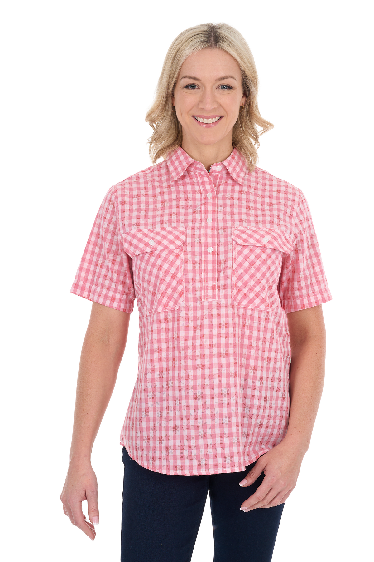 Hard Slog Wms Racquel 1/2 Plkt SS Shirt