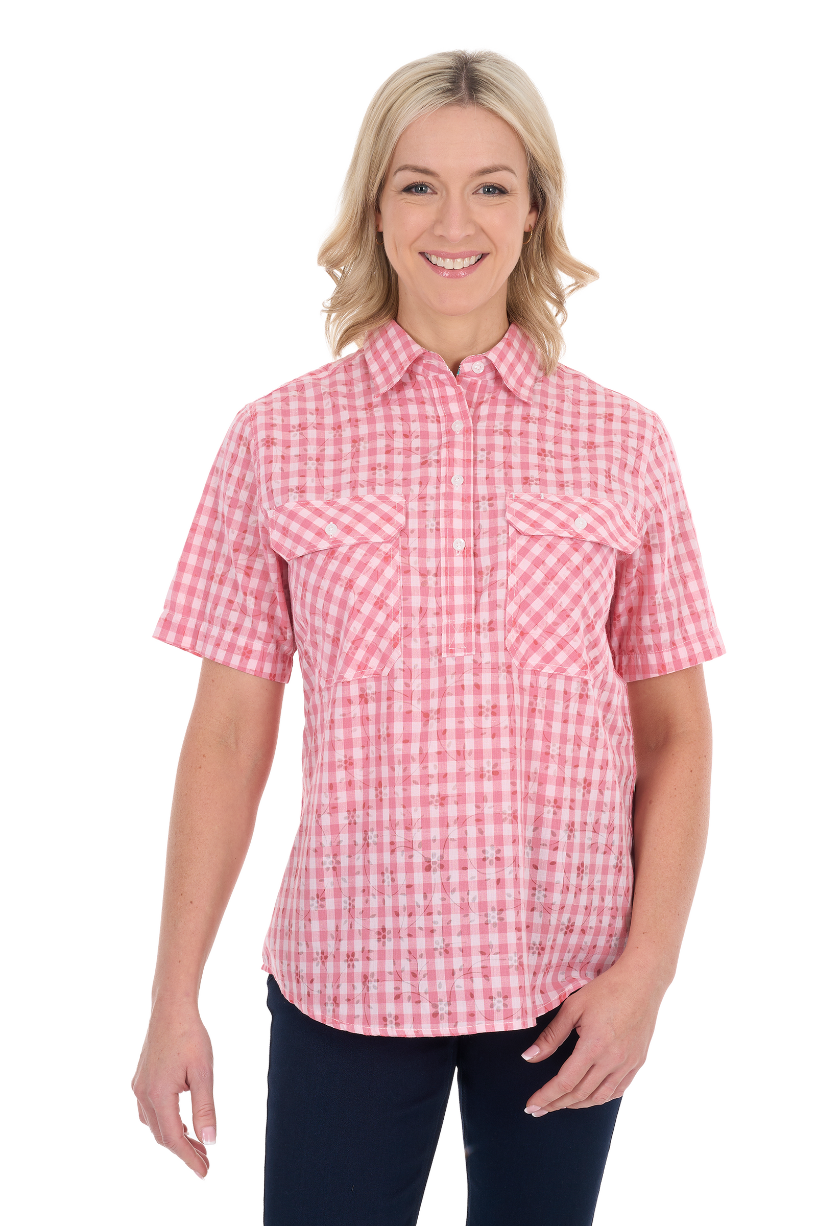 Hard Slog Wms Racquel 1/2 Plkt SS Shirt