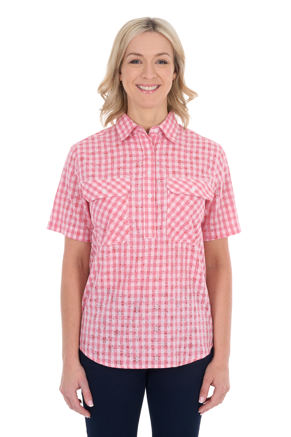 Hard Slog Wms Racquel 1/2 Plkt SS Shirt