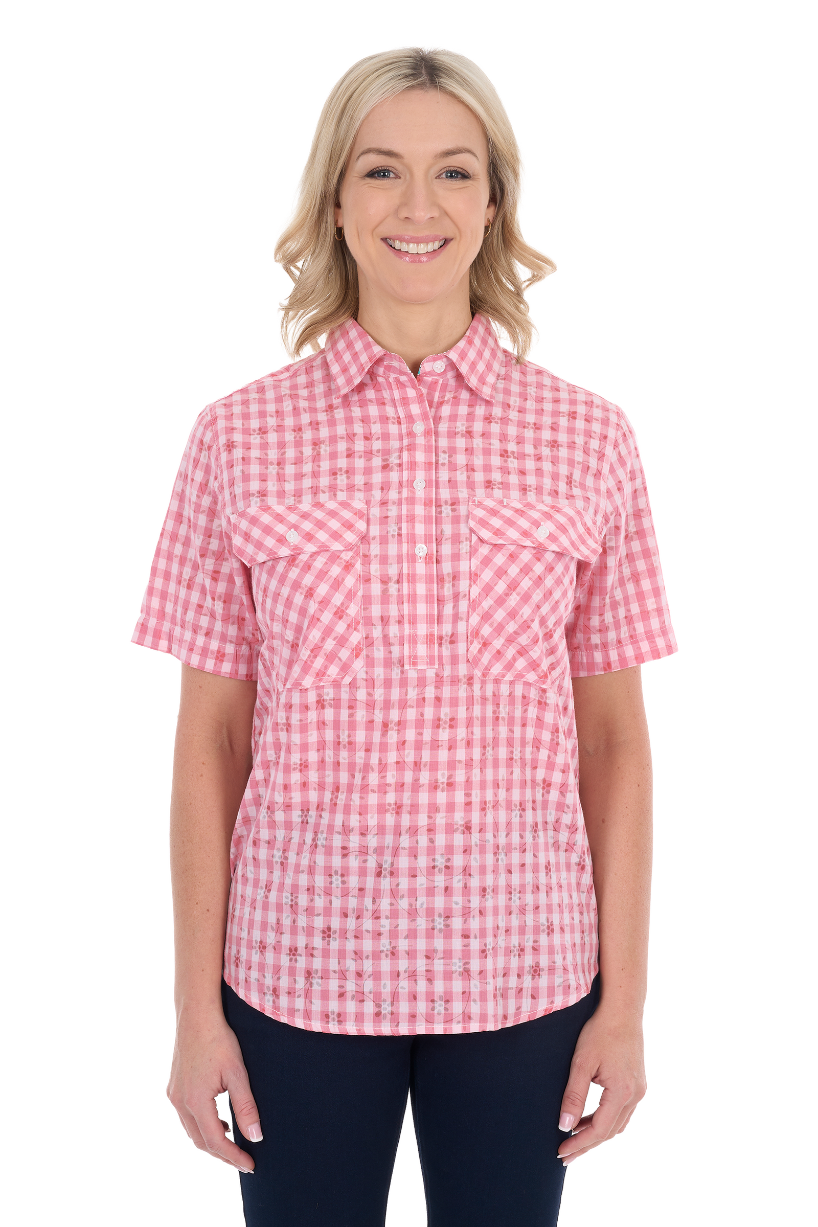 Hard Slog Wms Racquel 1/2 Plkt SS Shirt