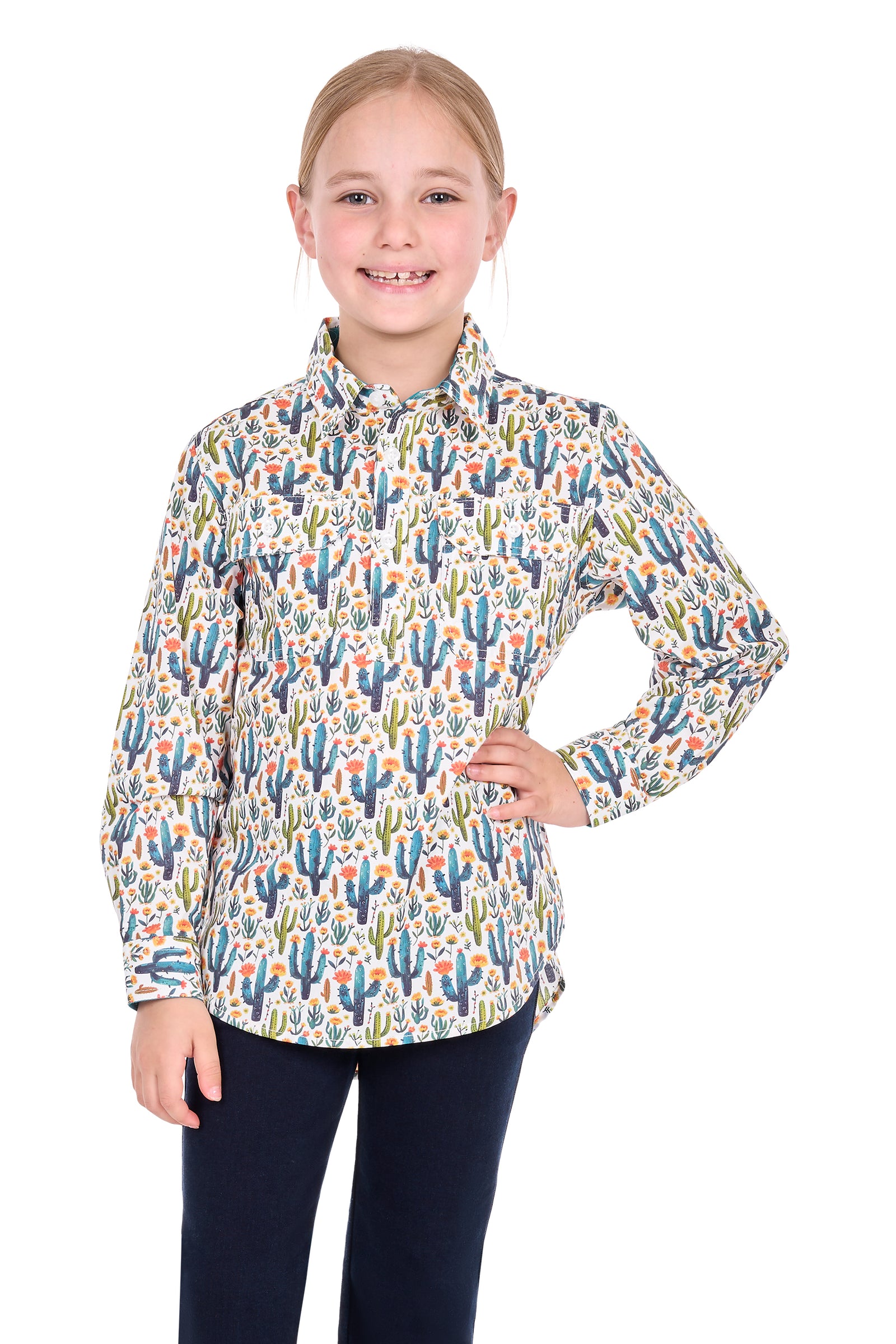 Hard Slog Kids Alba 1/2 Plkt LS Shirt