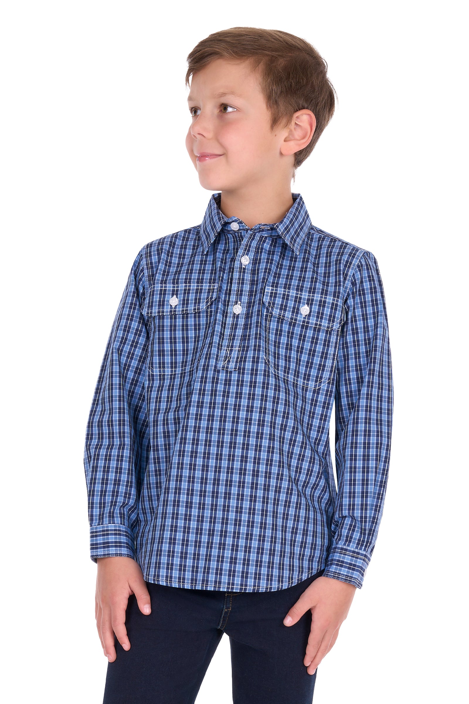 Hard Slog Kids Wyatt 1/2 Plkt LS Shirt