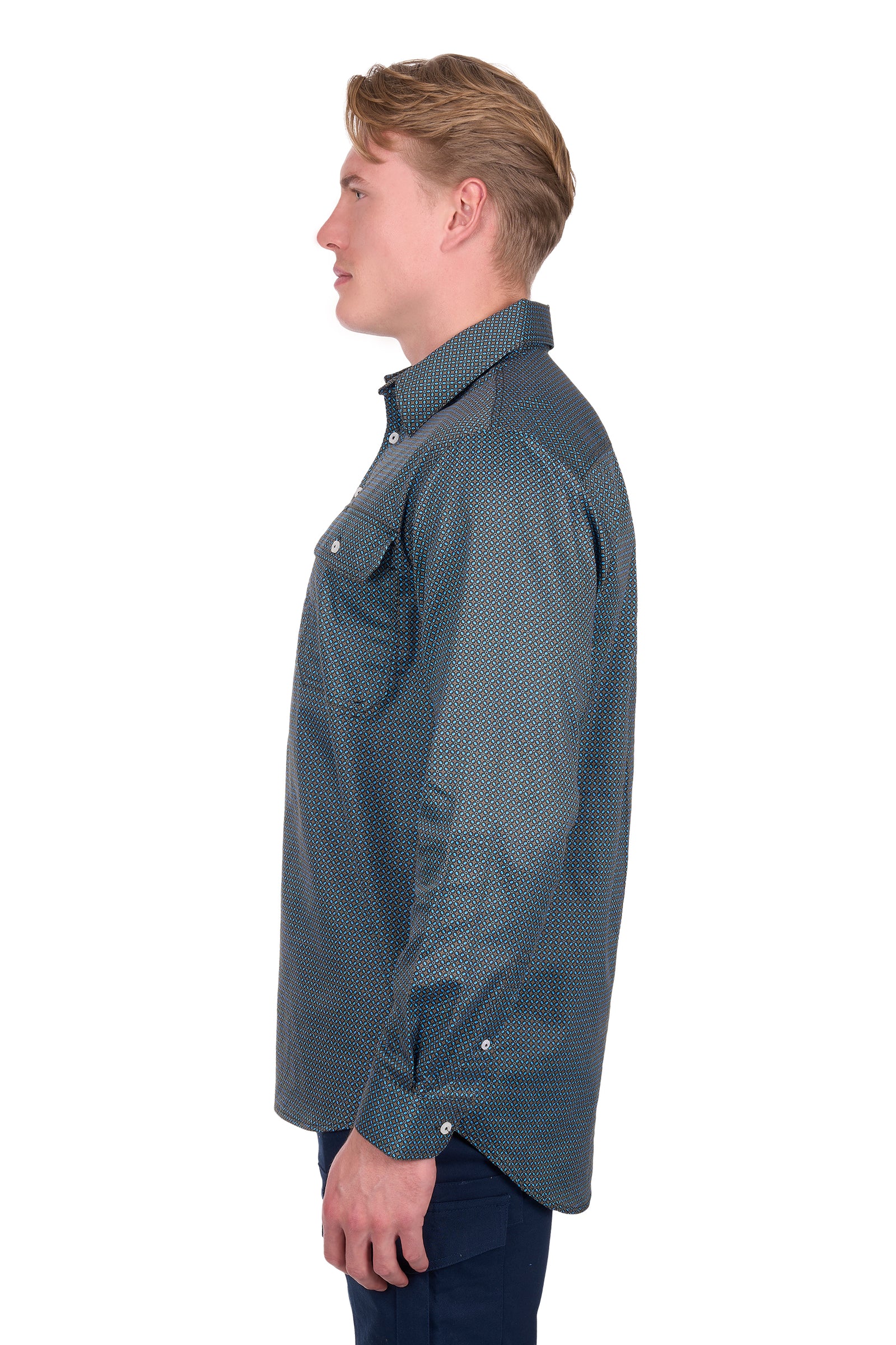 Hard Slog Mens Blake Half Button Long Sleeve Shirt