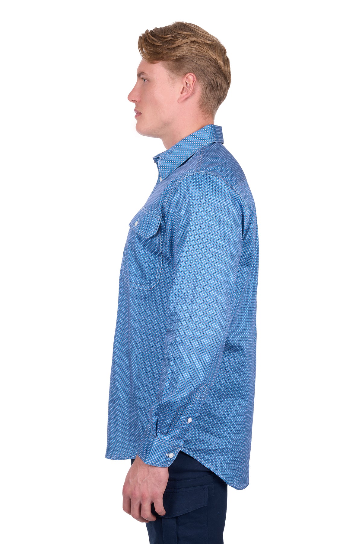 Hard Slog Mens Holden Half Button Long Sleeve Shirt