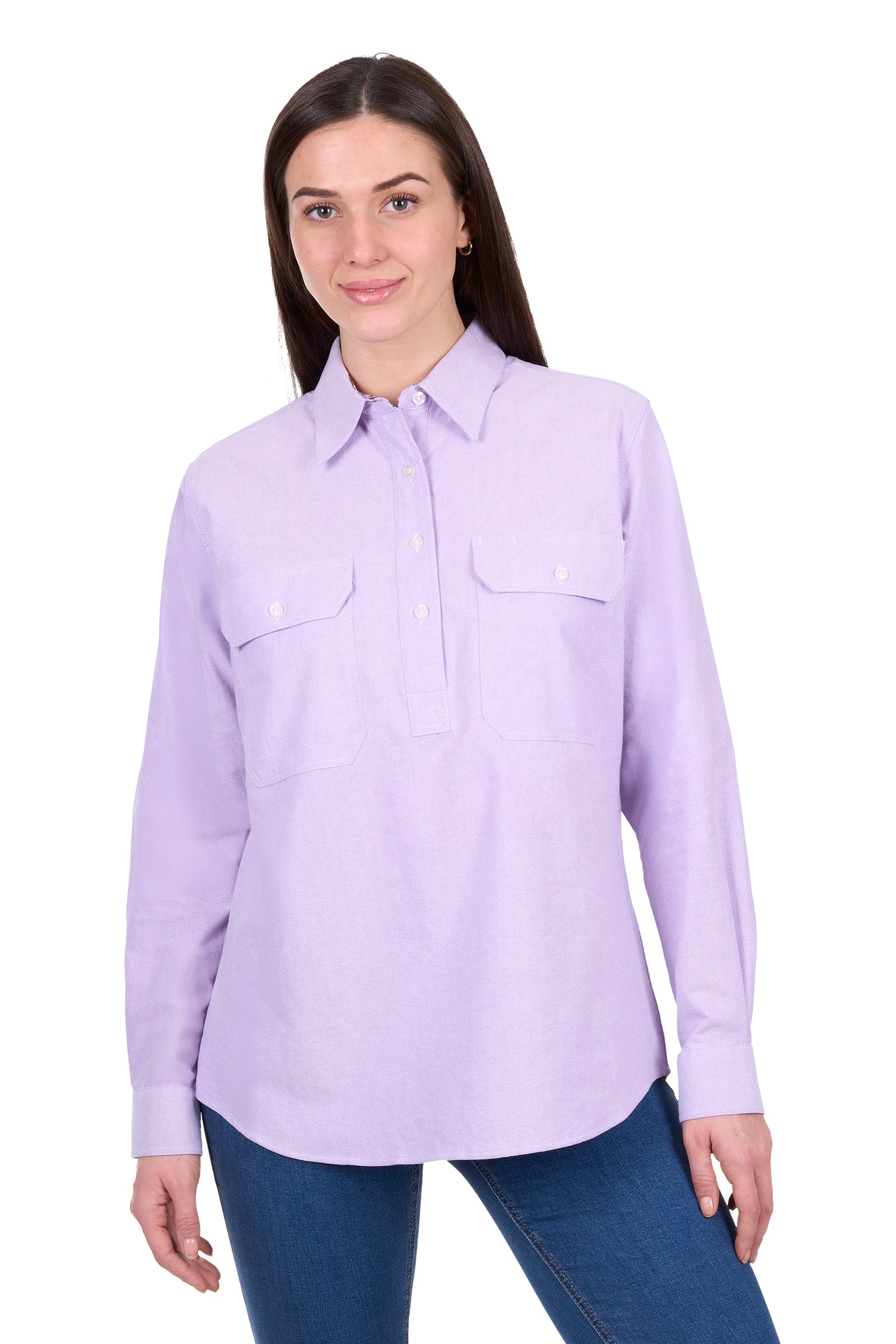Hard Slog Wmns Ginny Half Button Long Sleeve Shirt