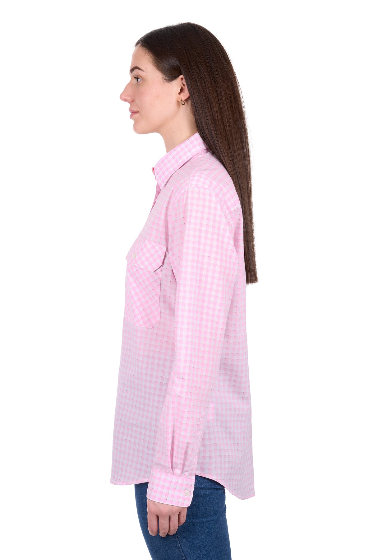 Hard Slog Wmns Clara Half Button Long Sleeve Shirt