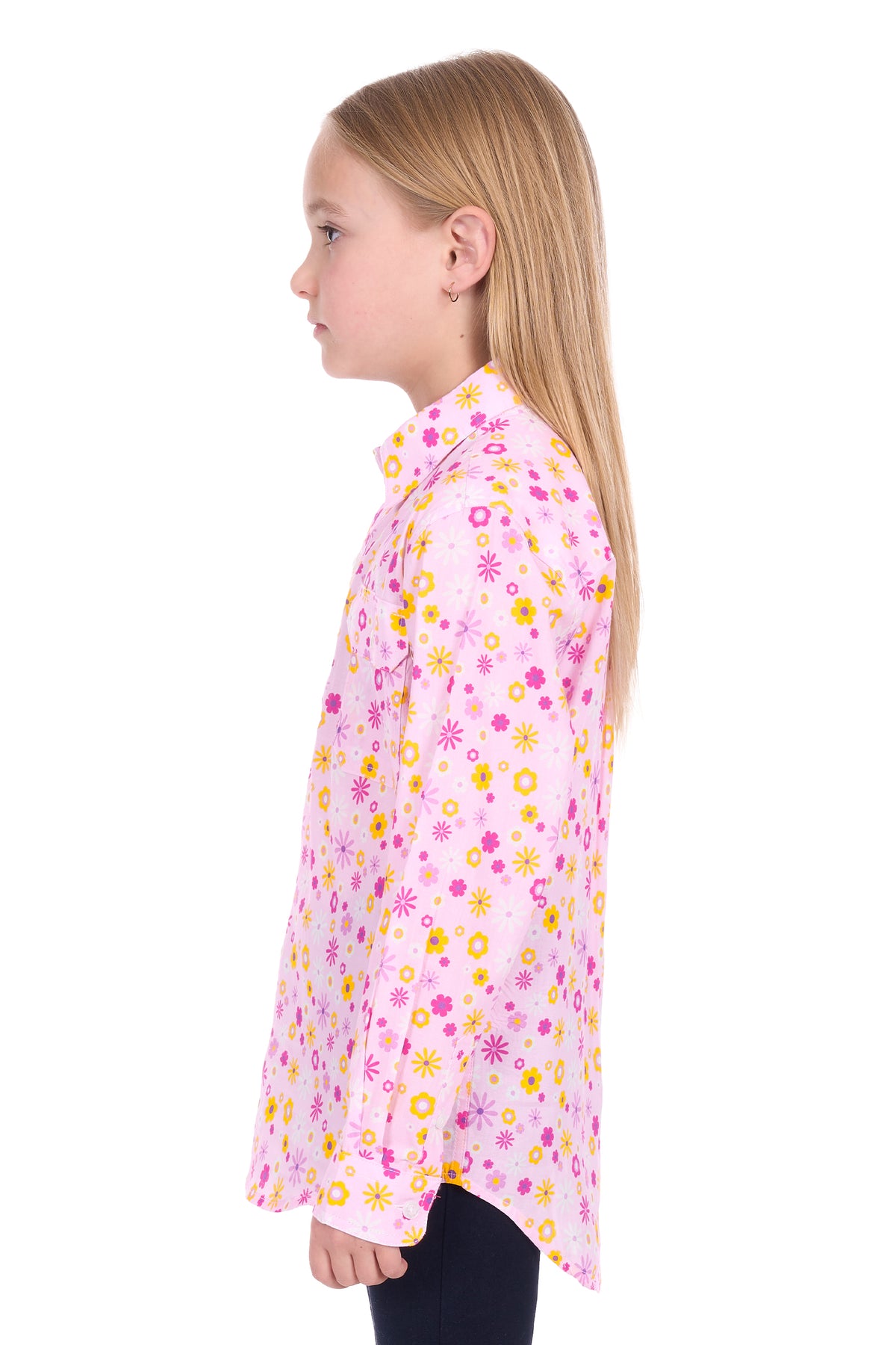 Hard Slog Kids Daisy Half Button Long Sleeve Shirt