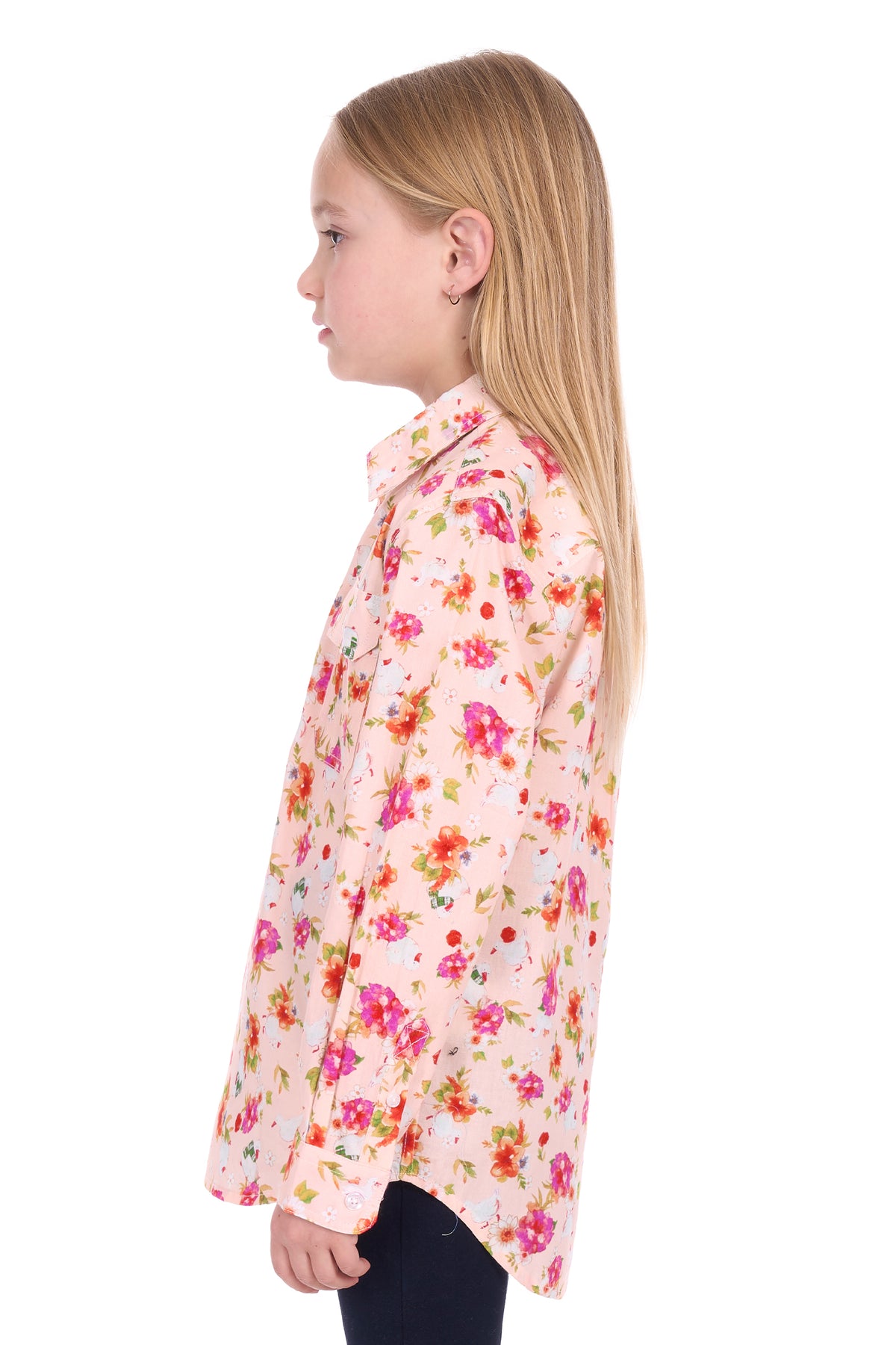 Hard Slog Kids Lily Half Button Long Sleeve Shirt