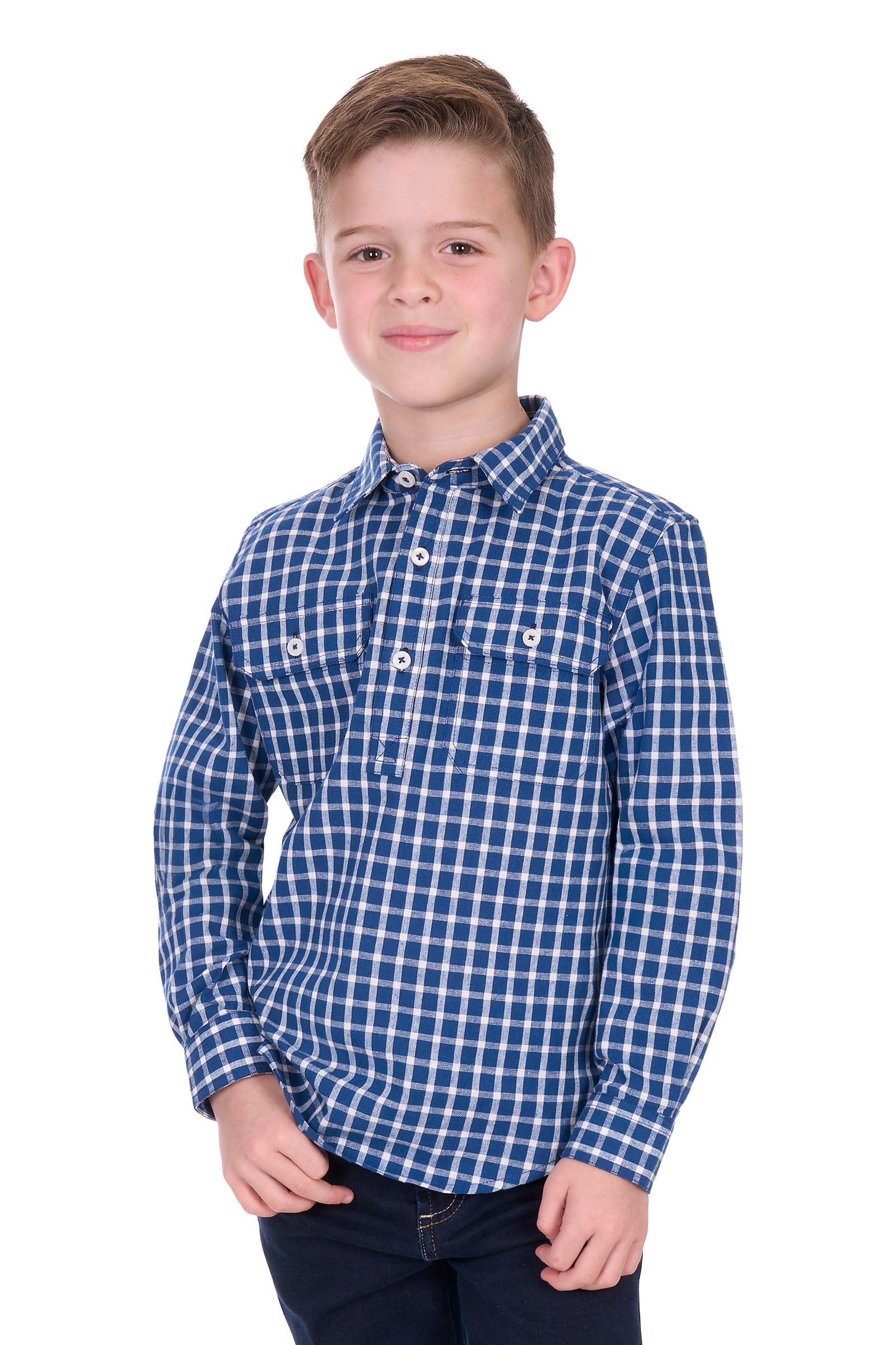 Hard Slog Kids Alden Half Button Long Sleeve Shirt