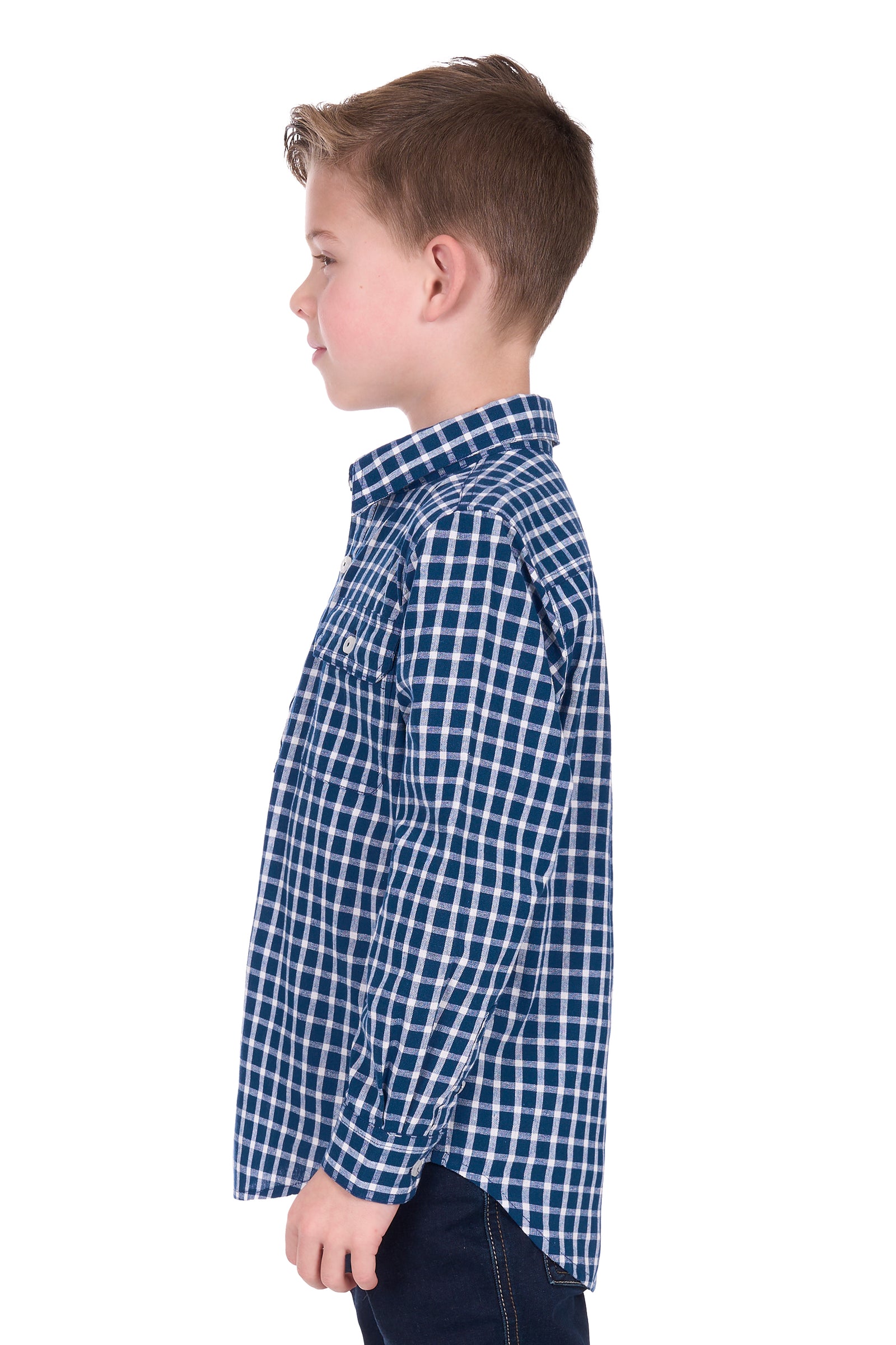 Hard Slog Kids Alden Half Button Long Sleeve Shirt