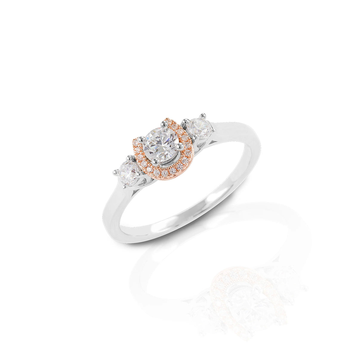 Kelly Herd Small Three Stone Rose 14K Gold Horseshoe Ring