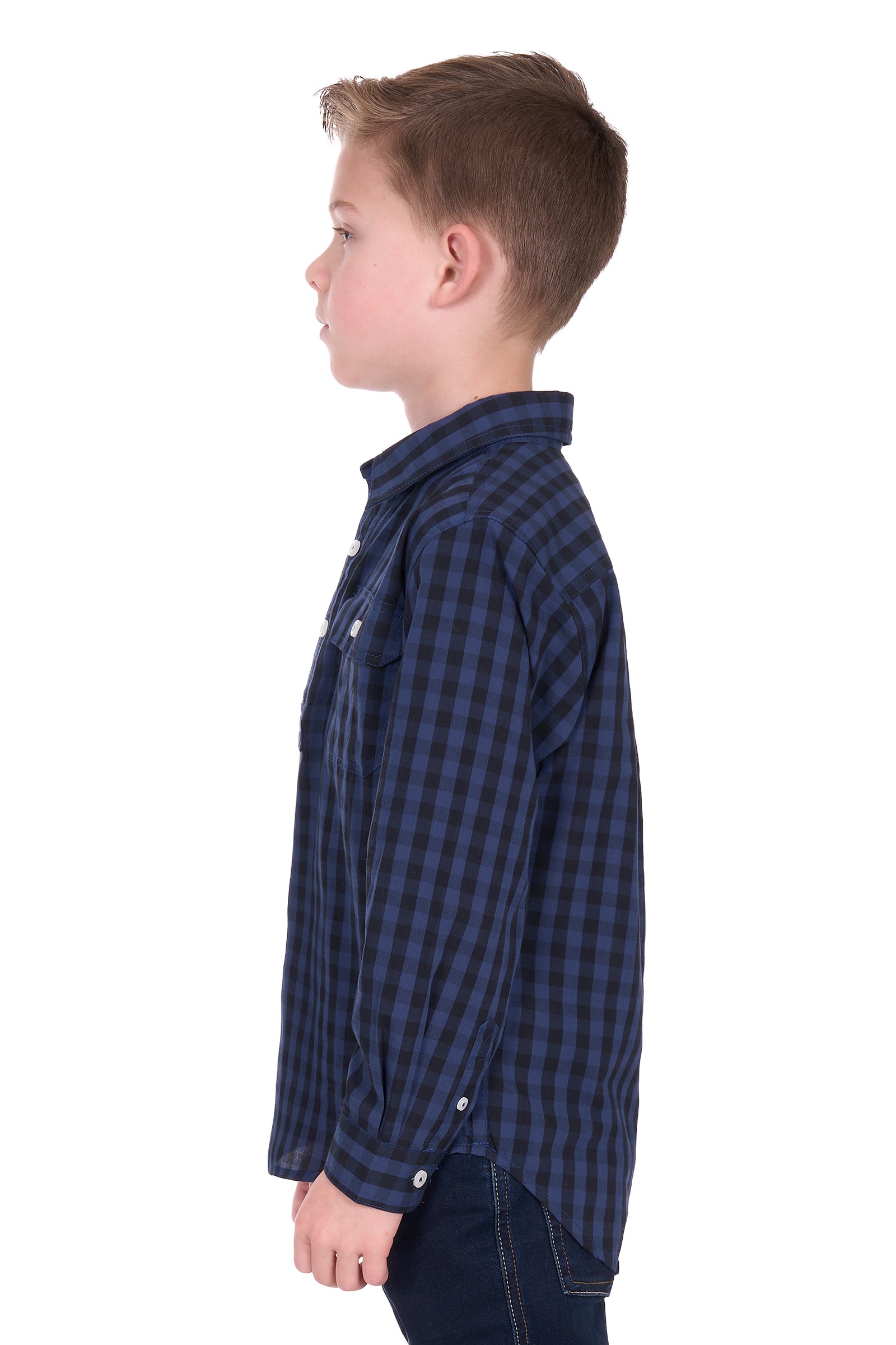 Hard Slog Kids Nash Half Button Long Sleeve Shirt