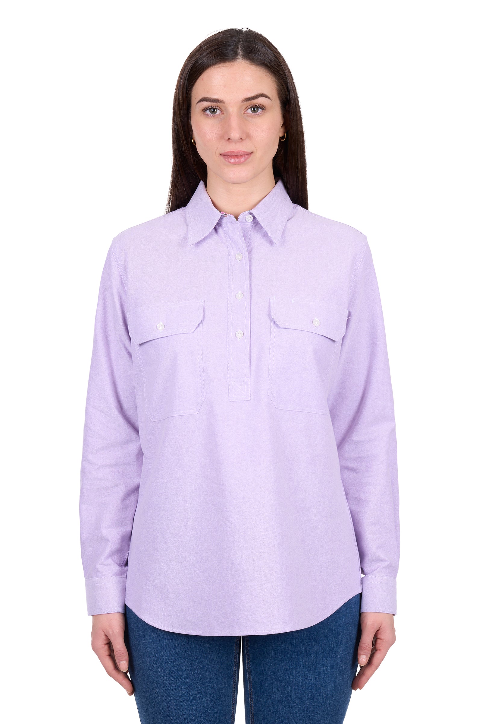 Hard Slog Wmns Ginny Half Button Long Sleeve Shirt