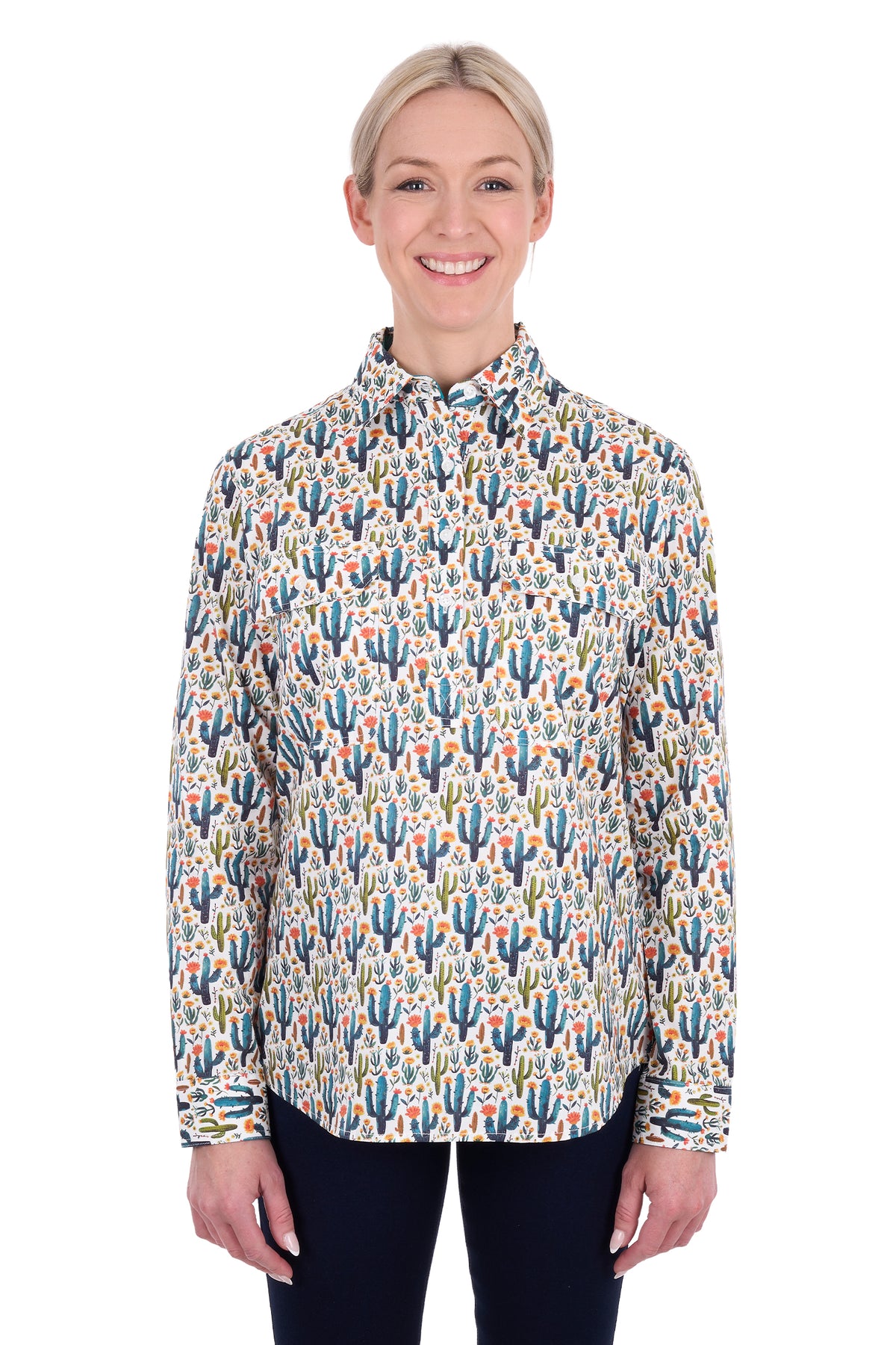 Hard Slog Wms Alba 1/2 Plkt LS Shirt | Country Clothing - Ladies Shirt | Saddleworld Ipswich