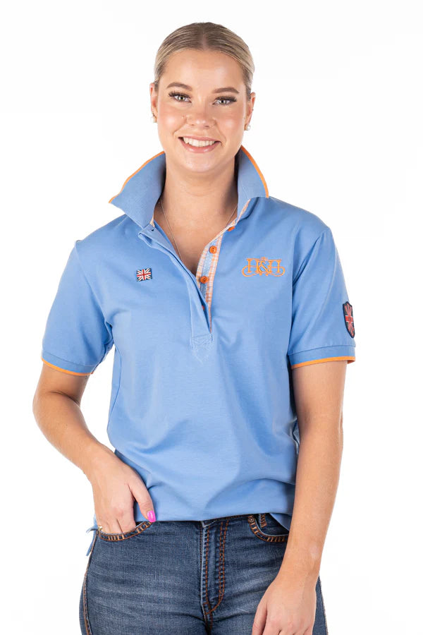 Hitchley and Harrow Loose Fit Polo - Mid Blue | Country Clothing - Ladies Polo | Saddeworld Ipswich