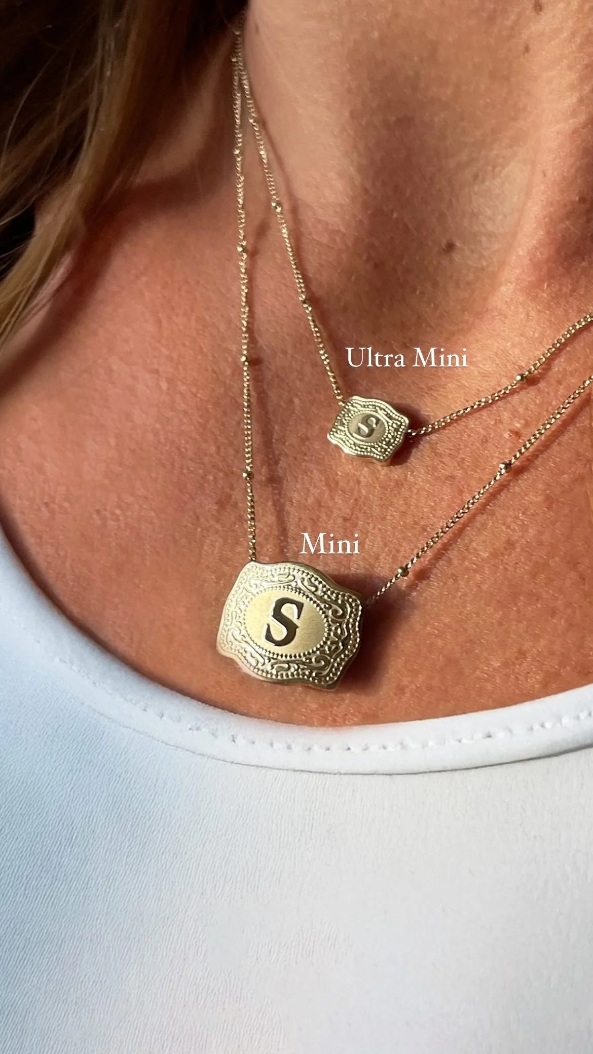 Spur West Ultra Mini Belt Buckle Necklace - Initial