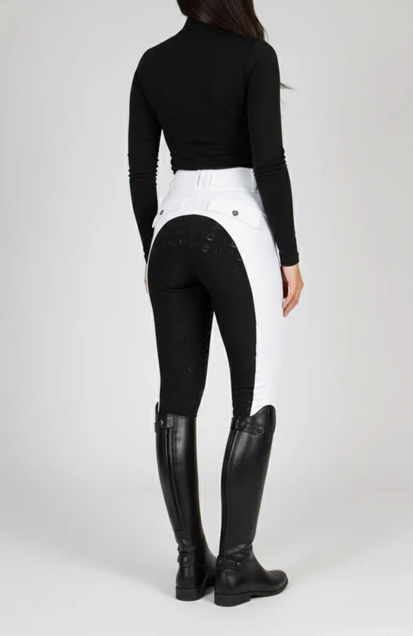 Bare Equestrian Sculpt Hybrid Riding Breeches - White/Black Seat