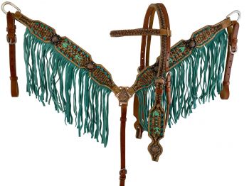 Showman Arrow Bridle and Breastplate Set with Fringe