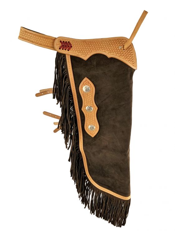 CH-05  Showman ® Suede leather chinks with cross design. main image 1